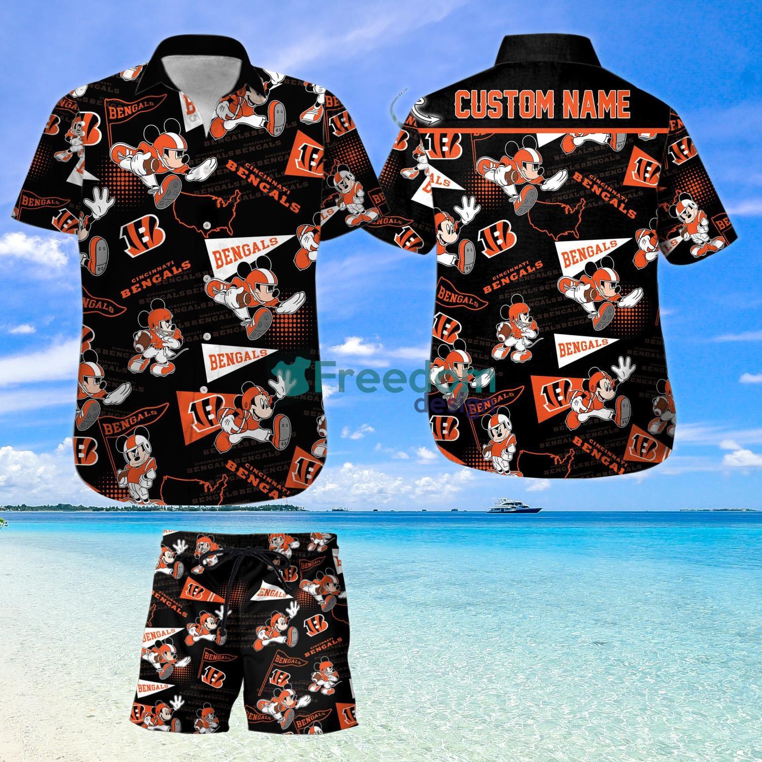 Cincinnati Bengals Mickey Lover Custom Name For Fans Hawaiian Shirt And  Shorts - Freedomdesign