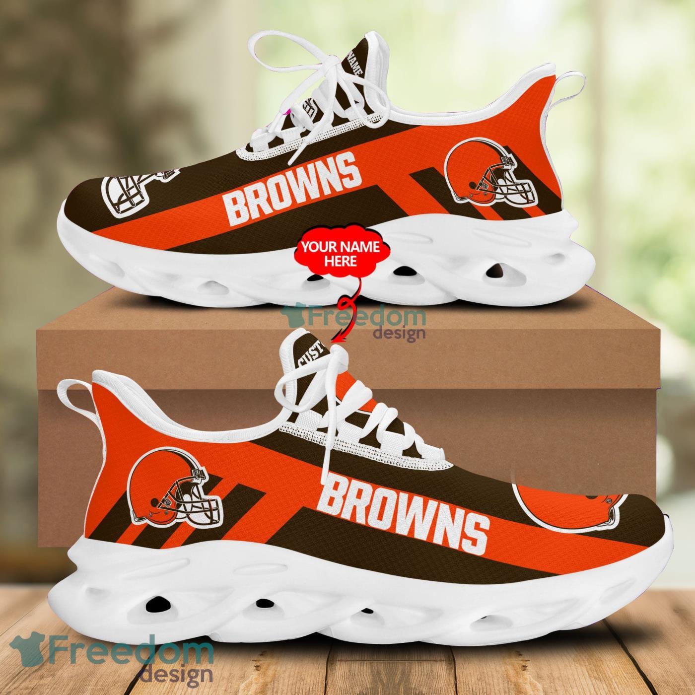 NFL Cleveland Browns Running Sneakers Custom Name Max Soul Shoes Best Gift  For Sport Fans - YesItCustom