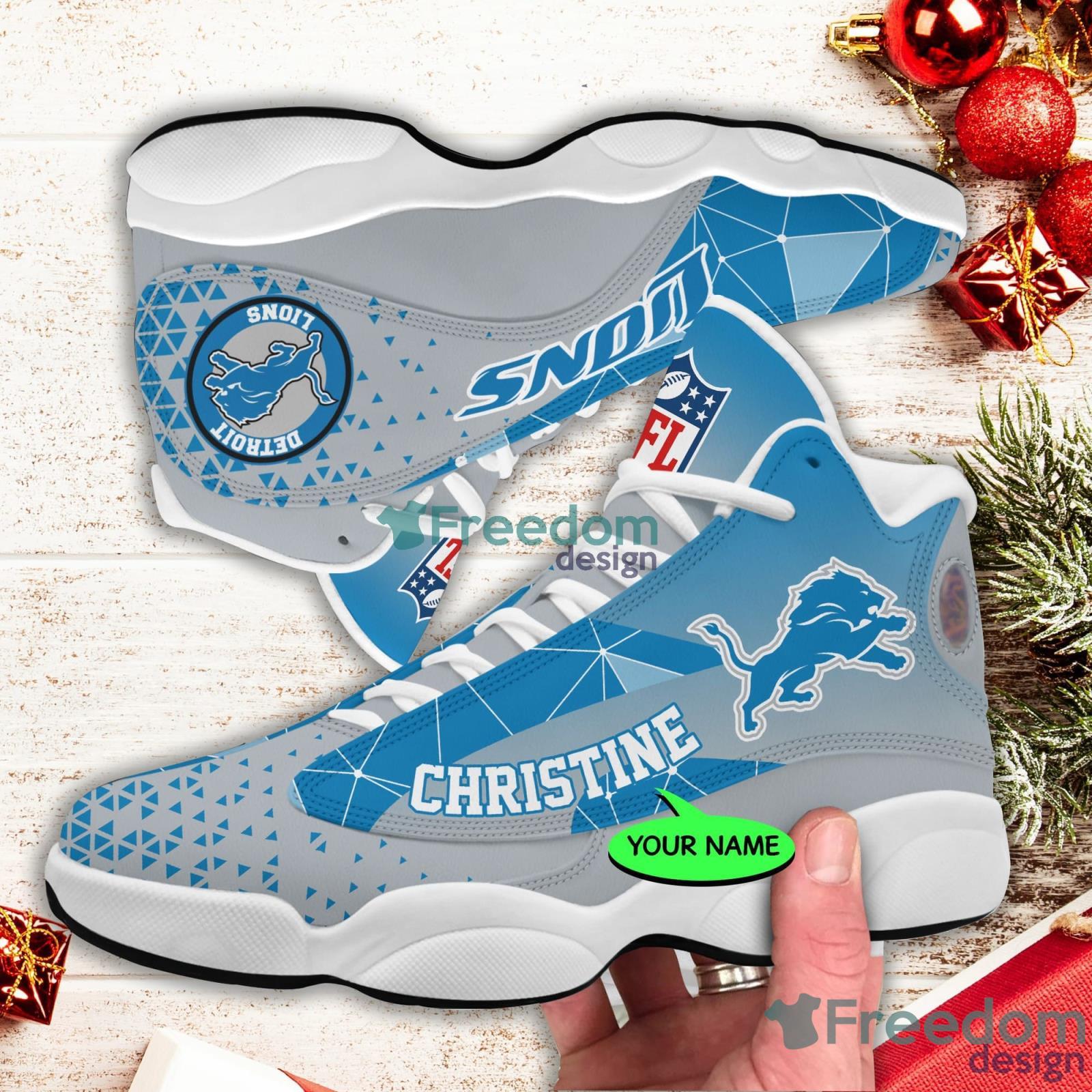 Detroit Lions Air Jordan Hightop Shoes - Freedomdesign