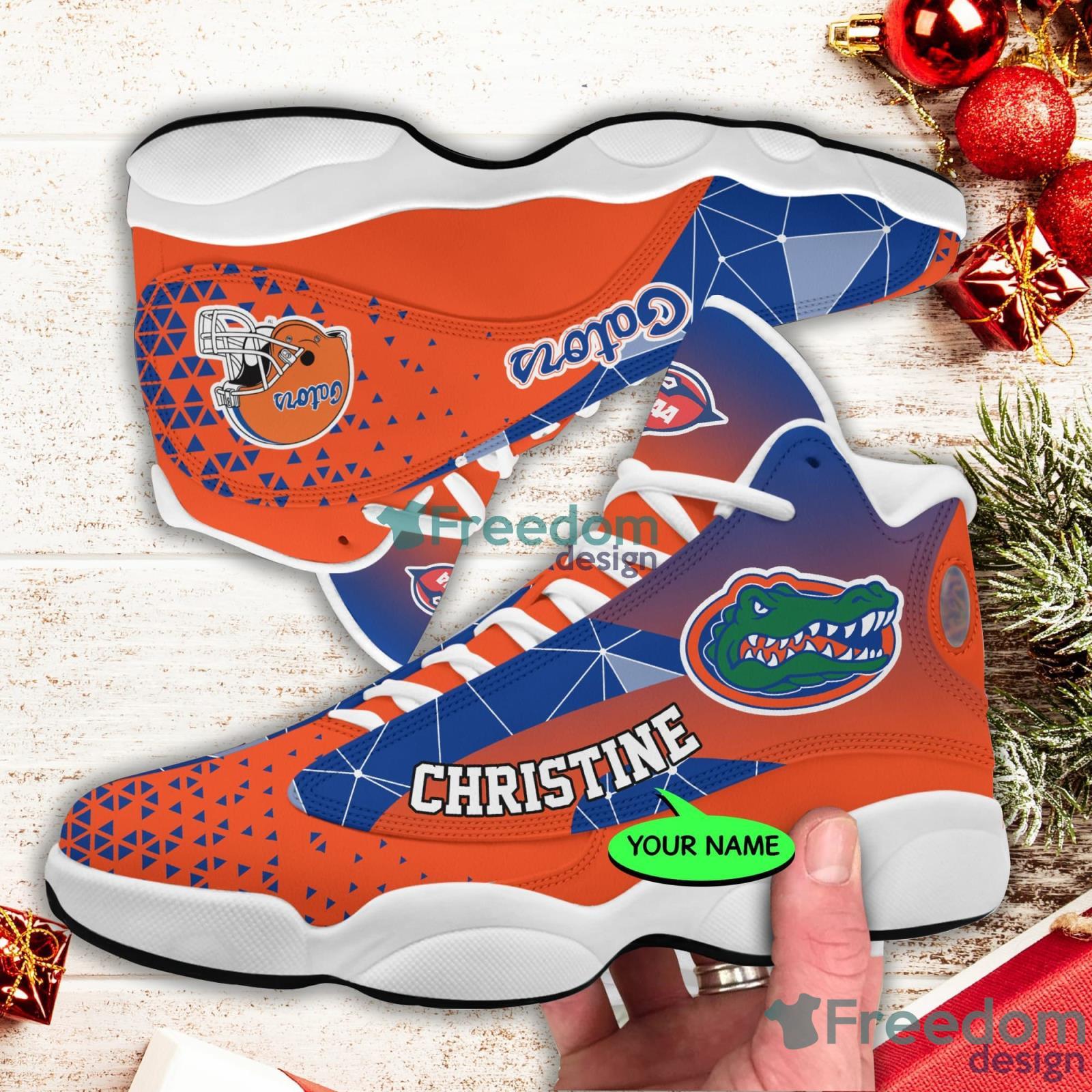 Custom Name Miami Dolphins Nfl Fans Triangle Pattern Air Jordan 13 Shoes -  Freedomdesign