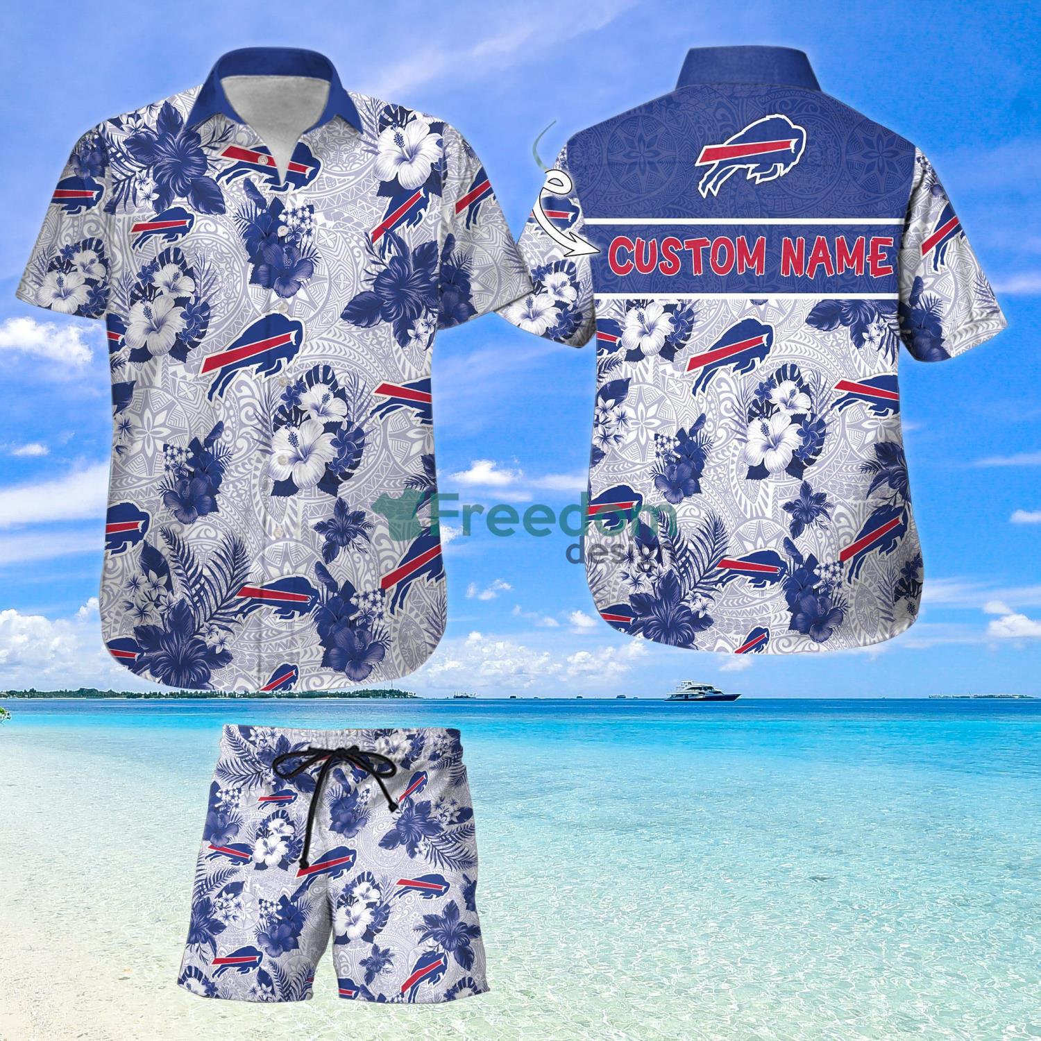 Buffalo Bills Custom Name NFL Floral Hawaiian Shirt And Shorts