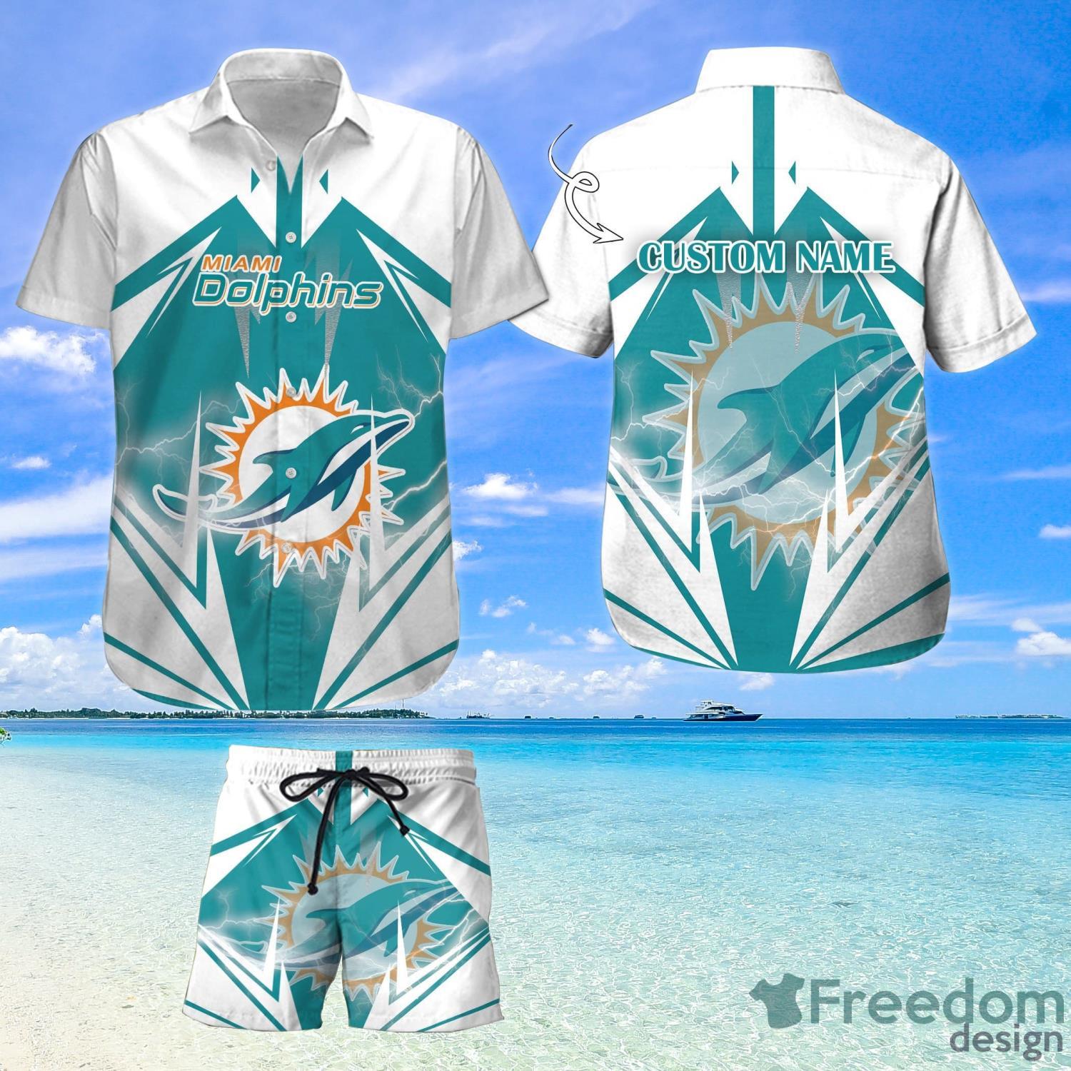 Custom Name For Fans Miami Dolphins Nfl Hawaiian Shirt And Shorts -  Freedomdesign