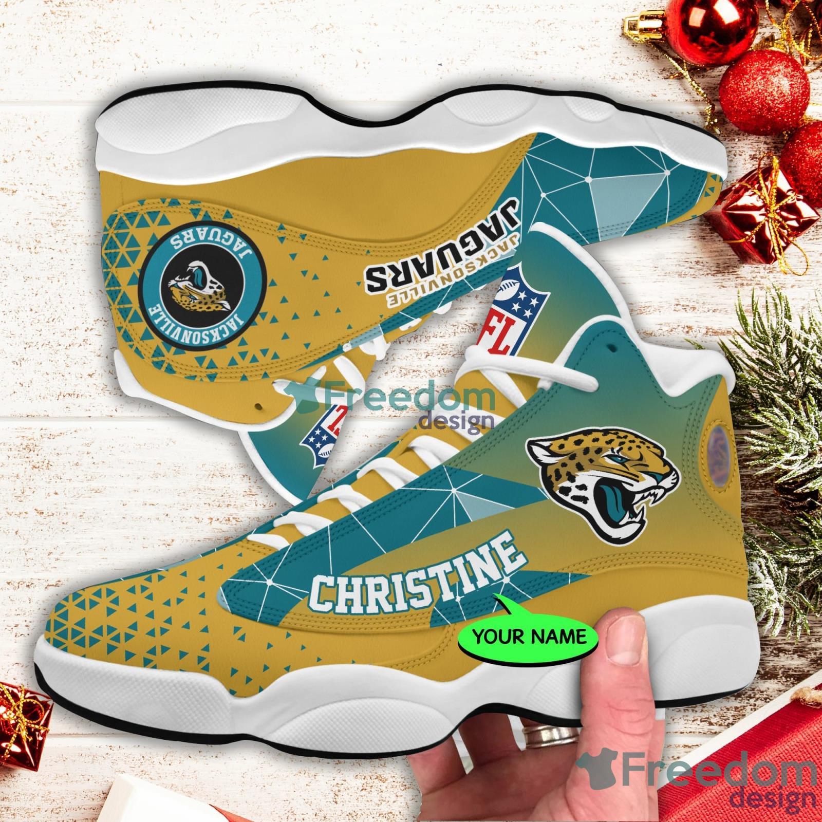 Jacksonville Jaguars Jordans 13 Custom Name Personalized Shoes