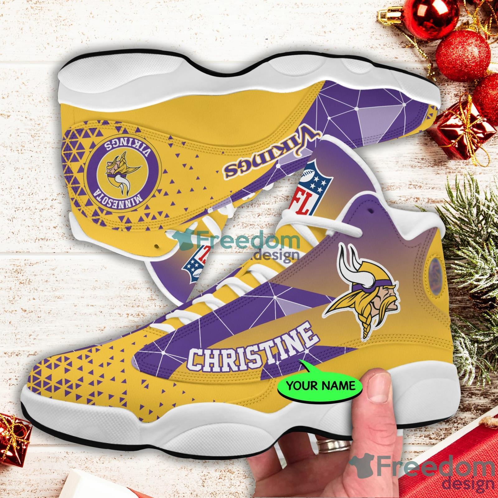 Minnesota Vikings Air Jordan 13 Sneakers Nfl Custom Sport Shoes