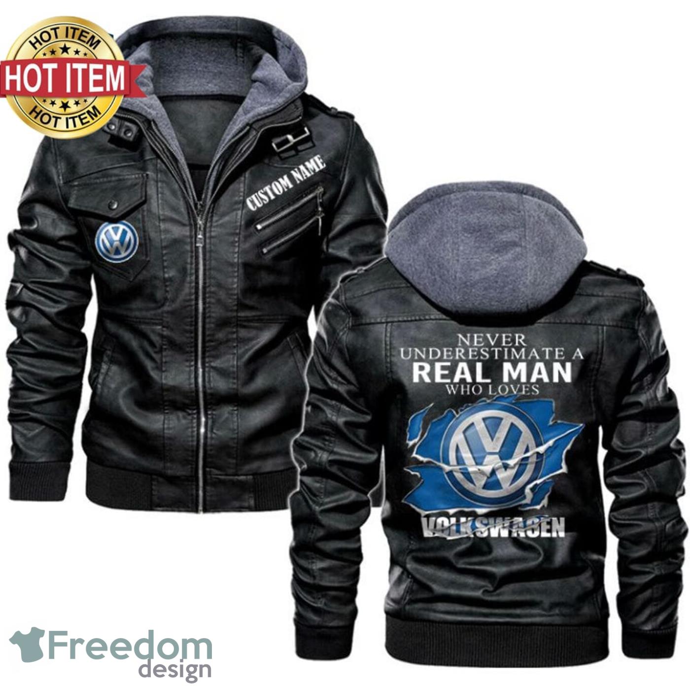 Custom Name Never Underestimate A Real Man Who Loves Volkswagen Leather Jacket image Custom Name Never Underestimate A Real Man Who Loves Volkswagen Leather Jacket Product Photo 2