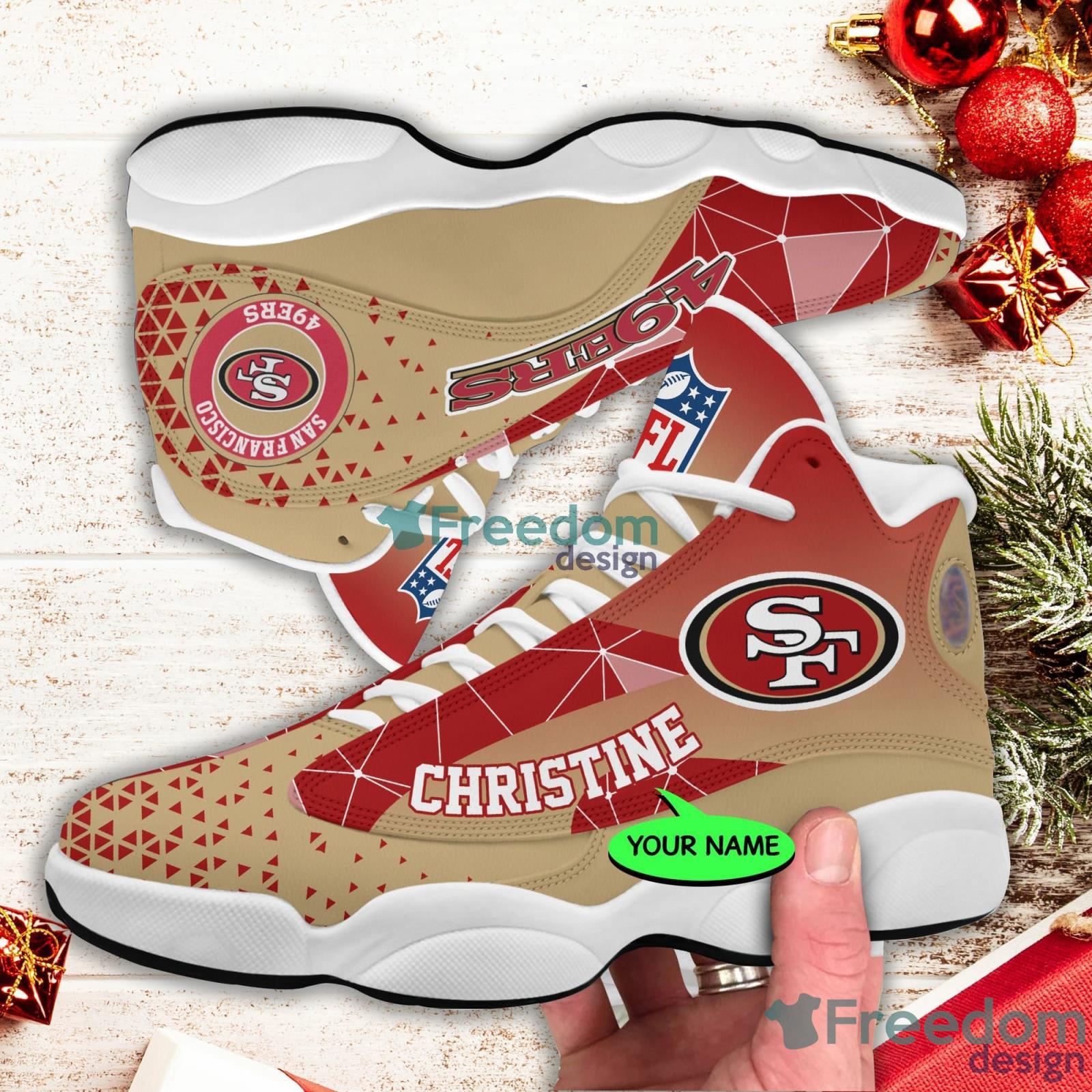 Nfl San Francisco 49ers Red Air Jordan 13s Customized Shoes