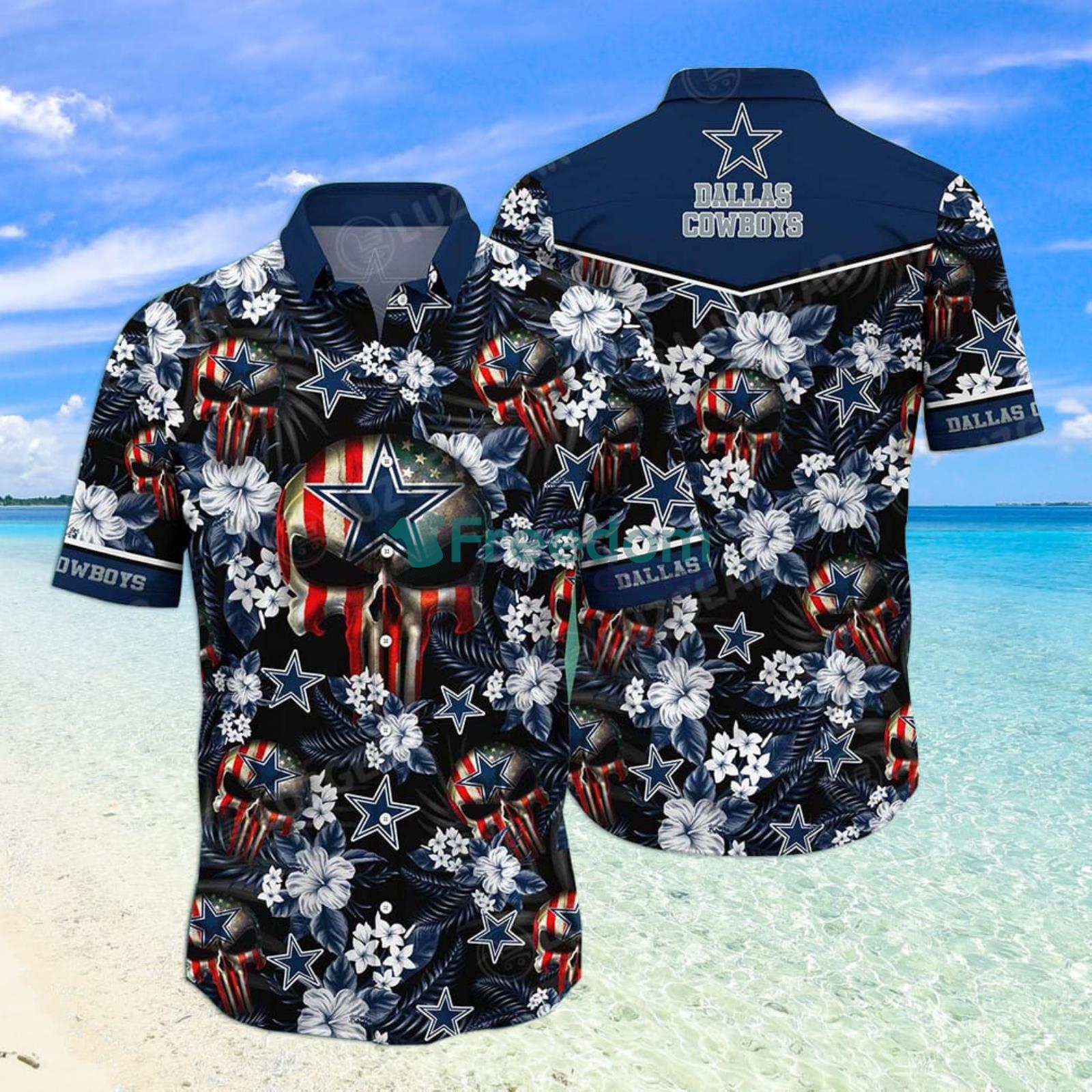 Dallas Cowboys Skull Flower Hawaiian Shirt - Growkoc