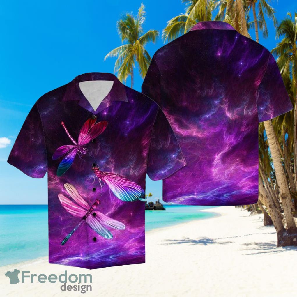 Dragonfly Galaxy Hawaiian Summer Beach Shirt Full Over Print Product Photo 1