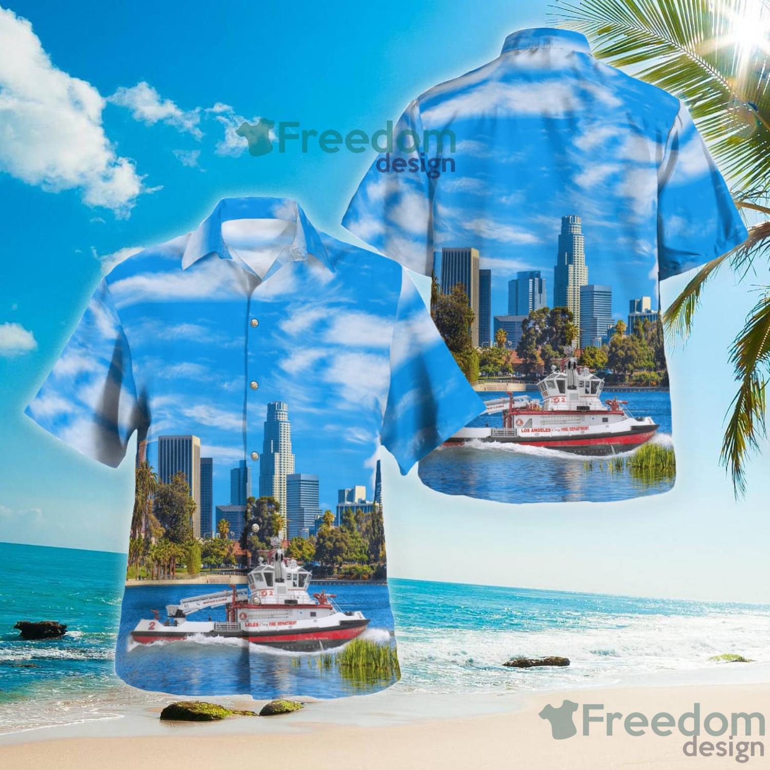 (Fire Boat #2) Los Angeles City Fire Department (LAFD) FireRescue Boat Los Angeles California Aloha summer Gift Hawaiian Shirt Product Photo 1