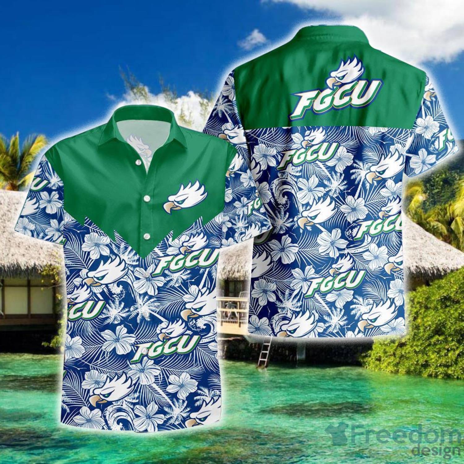 Florida Gulf Coast Eagles 3D Hawaiian Shirt Flame Ball NCAA Summer Beach  For Fans Gift - Freedomdesign