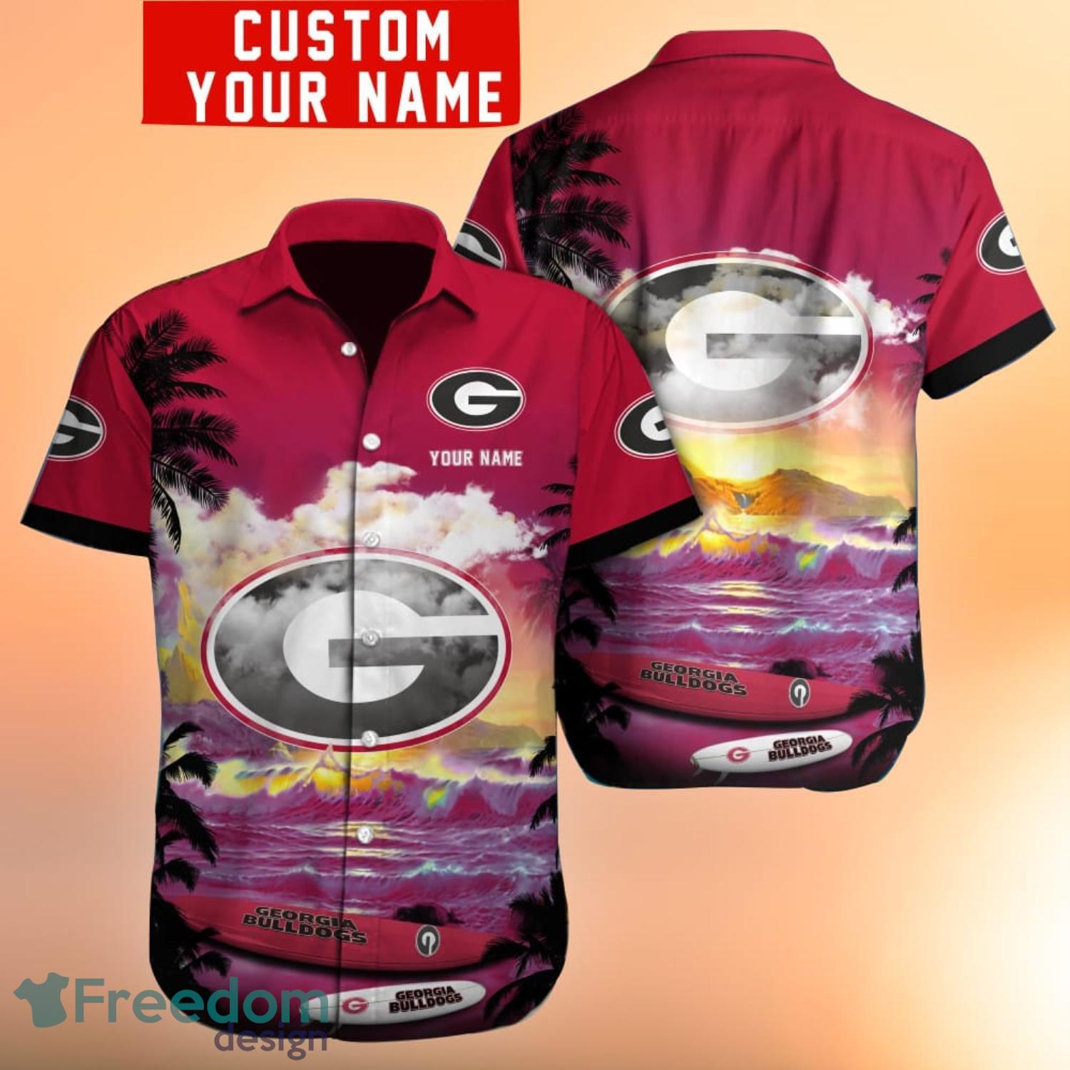 Georgia Bulldogs Custom Name NCAA Sunset Hawaiian Shirt For Fans -  Freedomdesign