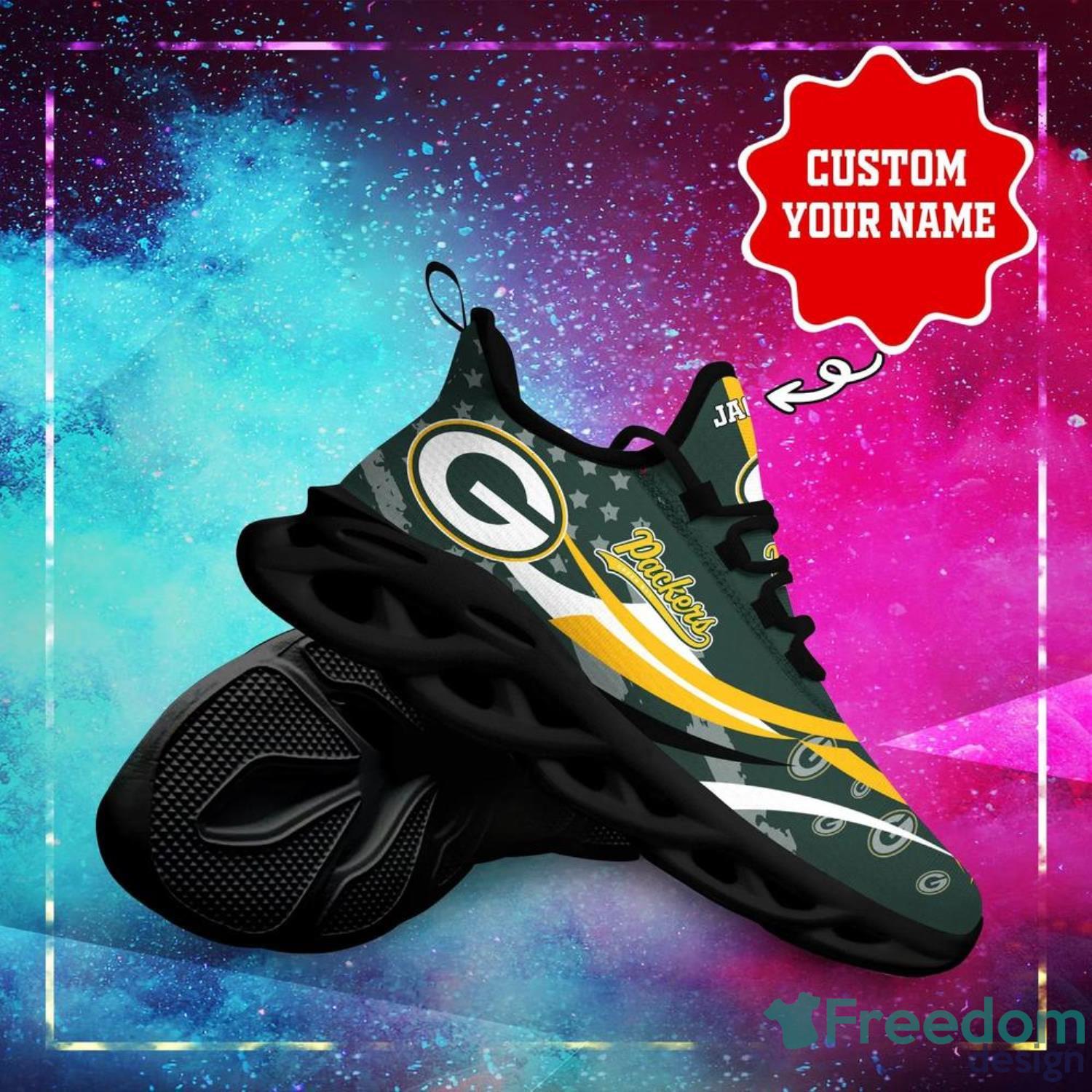 Green Bay Packers NFL Collection Max Soul Shoes Personalized Name