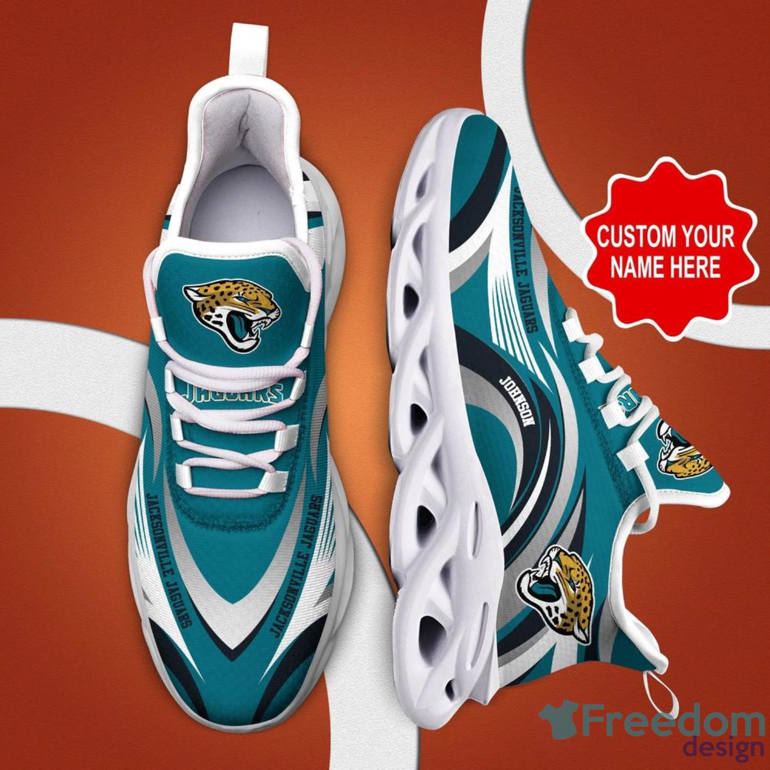 Jacksonville Jaguars Personalized Name NFL Max Soul Shoes Men And