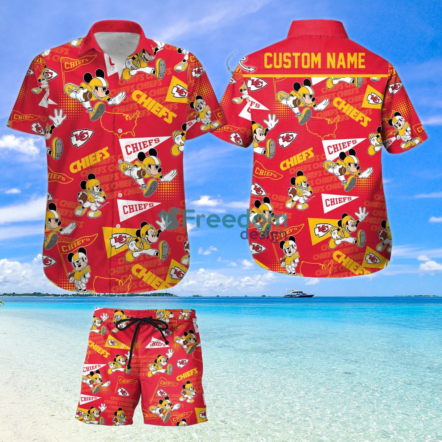 Kansas City Chiefs Mickey Lover Custom Name For Fans Hawaiian Shirt And  Shorts - Freedomdesign