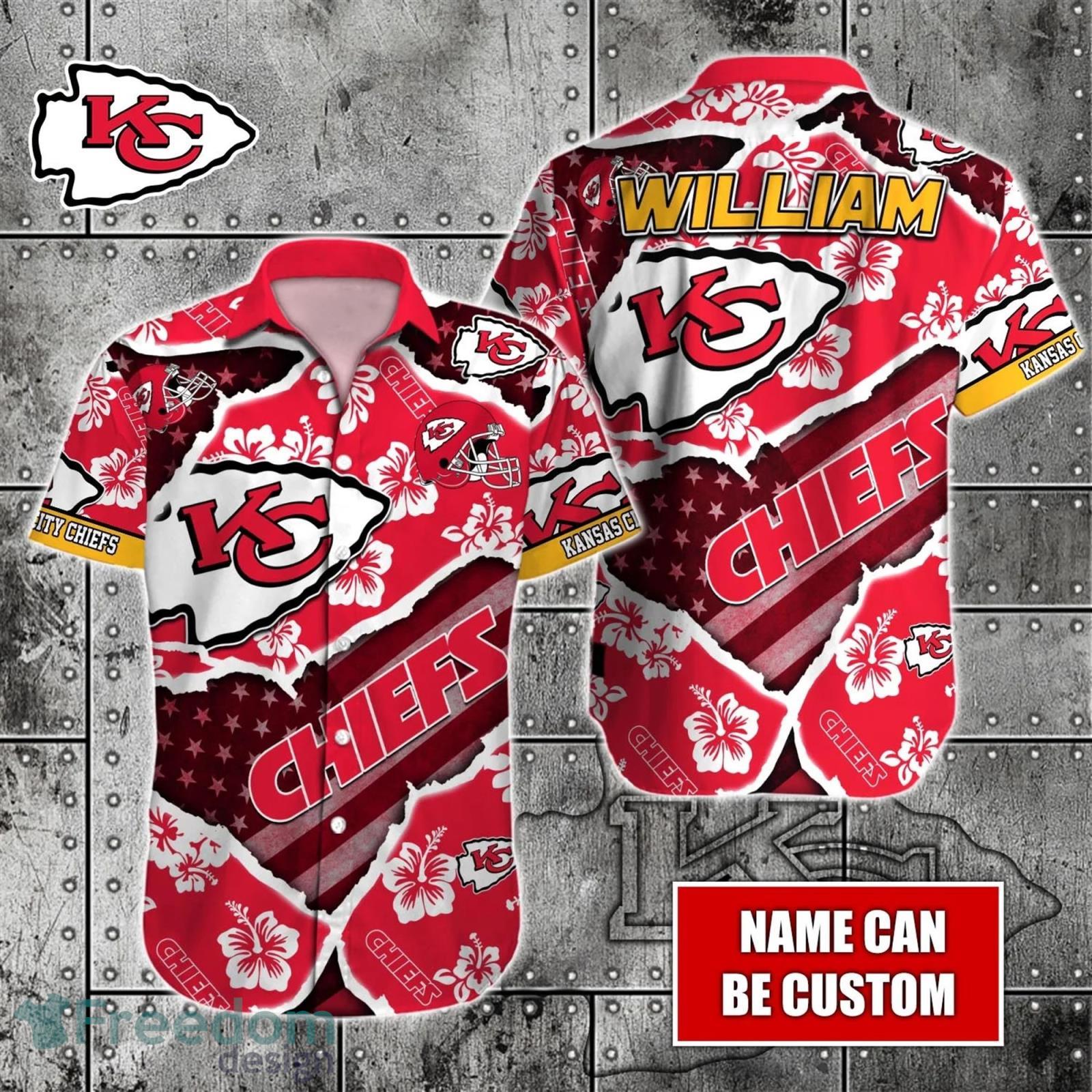 Men Kansas City Chiefs Football Floral Aloha Hawaiian Shirt Summer