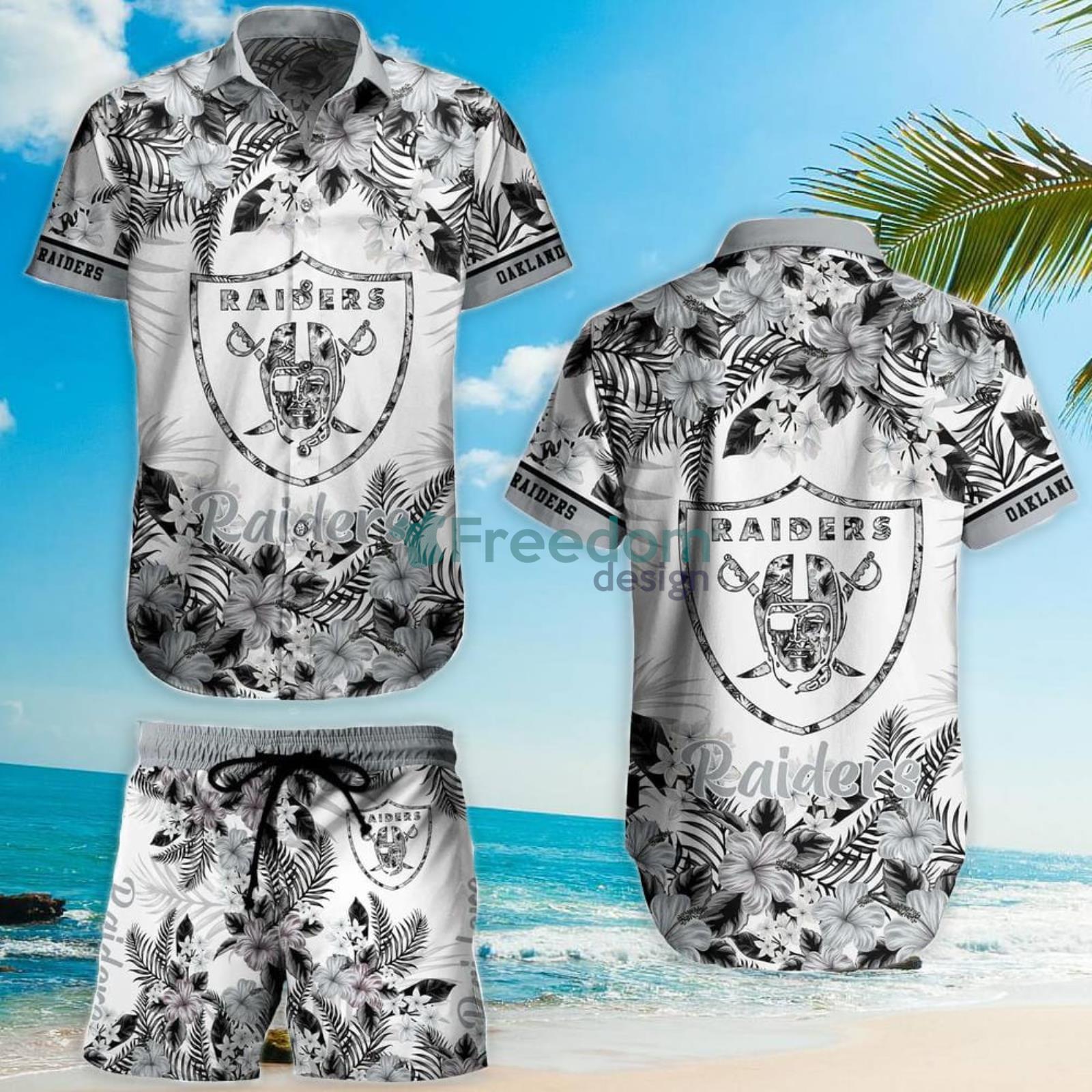 Oakland Raiders NFL And Flowers Short Sleeves Hawaiian Shirt