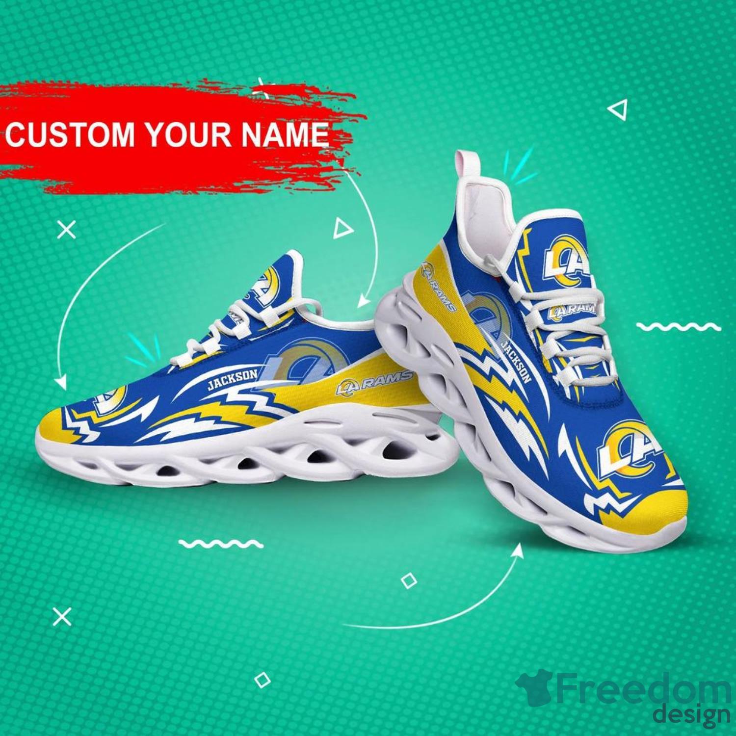 Los Angeles Rams NFL Max Soul Shoes Custom Name Sneakers For Men And Women  - Freedomdesign