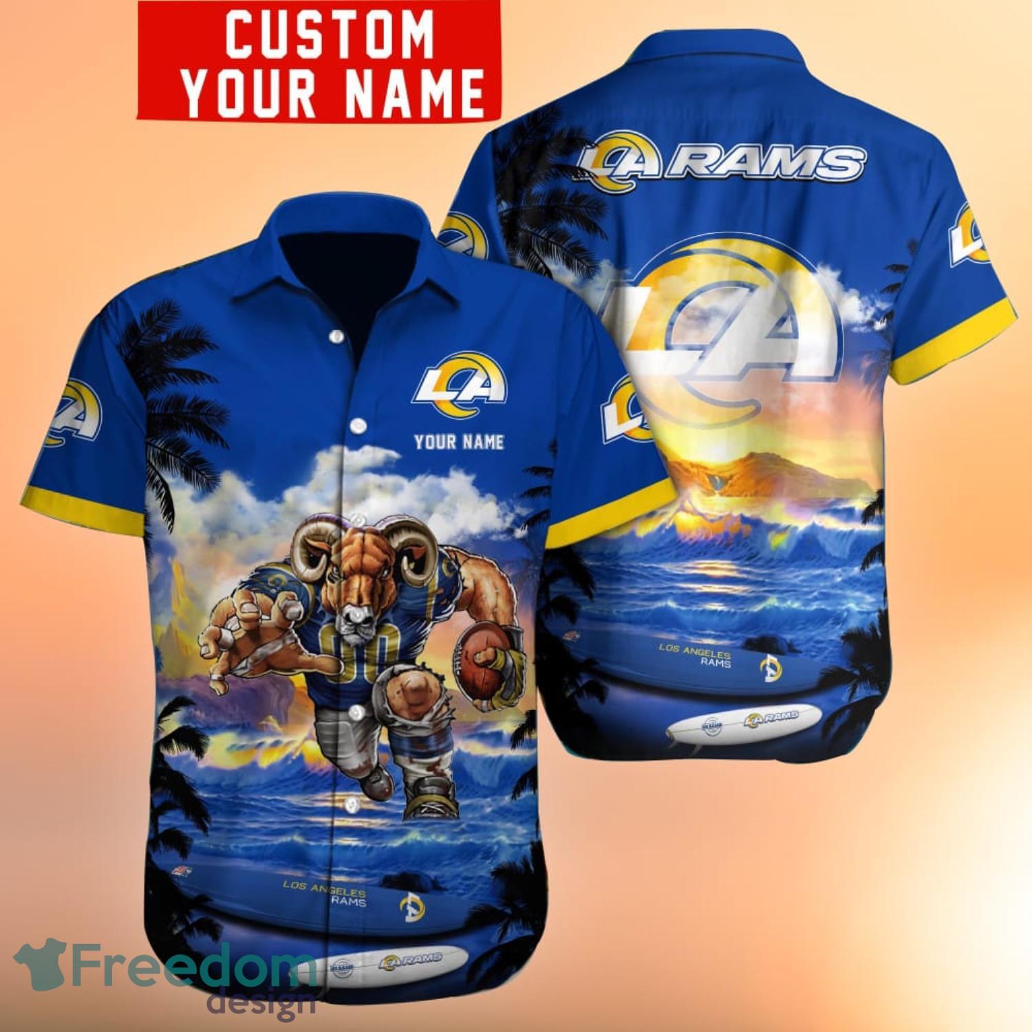 Los Angeles Rams Custom Name NFL Hawaiian Shirt And Shorts Gift