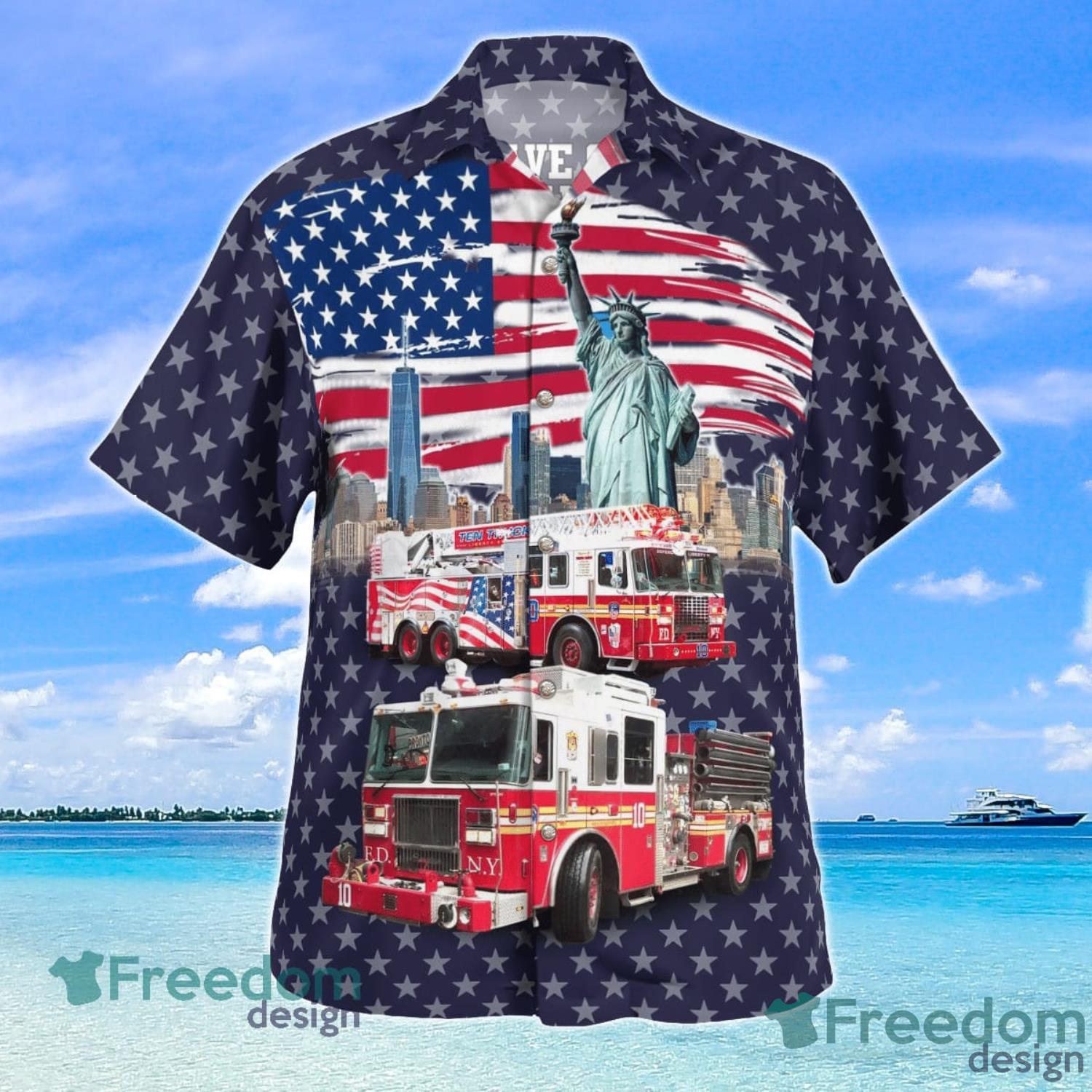 FDNY Fire Marshals Beach Summer Gift Coconut Pattern Hawaiian Shirt
