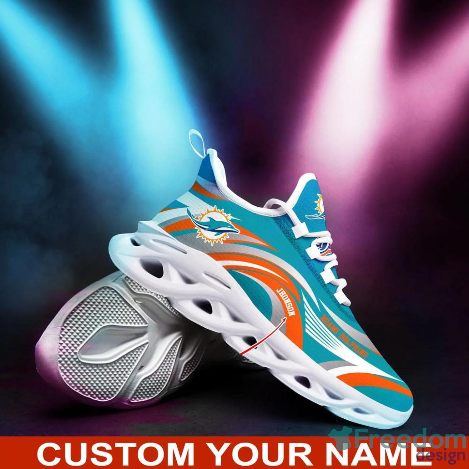 Custom Name NFL Teams Miami Dolphins Max Soul Shoes Special Gift -  YesItCustom