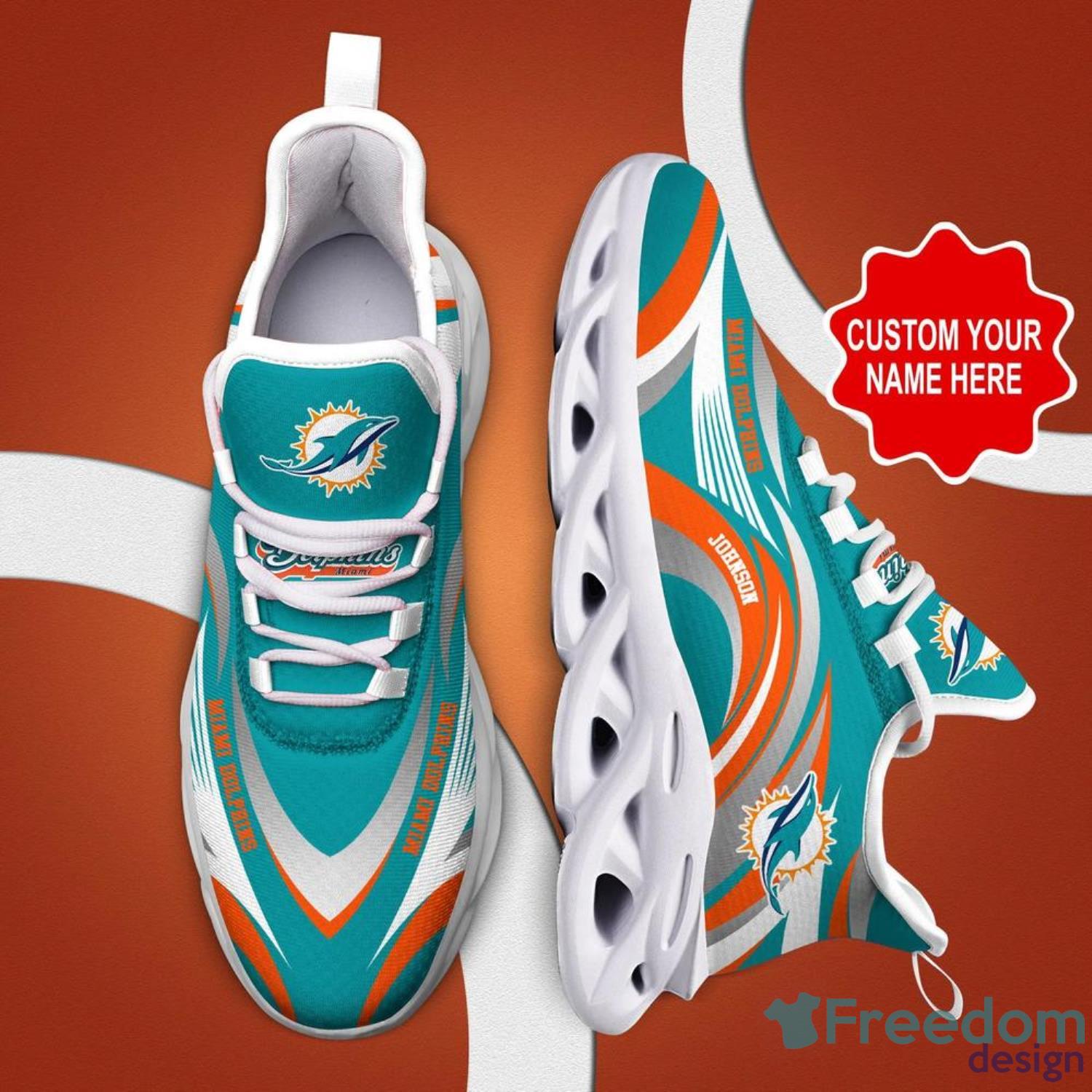 Miami Dolphins NFL Custom Name Max Soul Shoes Special Gift For Men Women  Fans - Freedomdesign