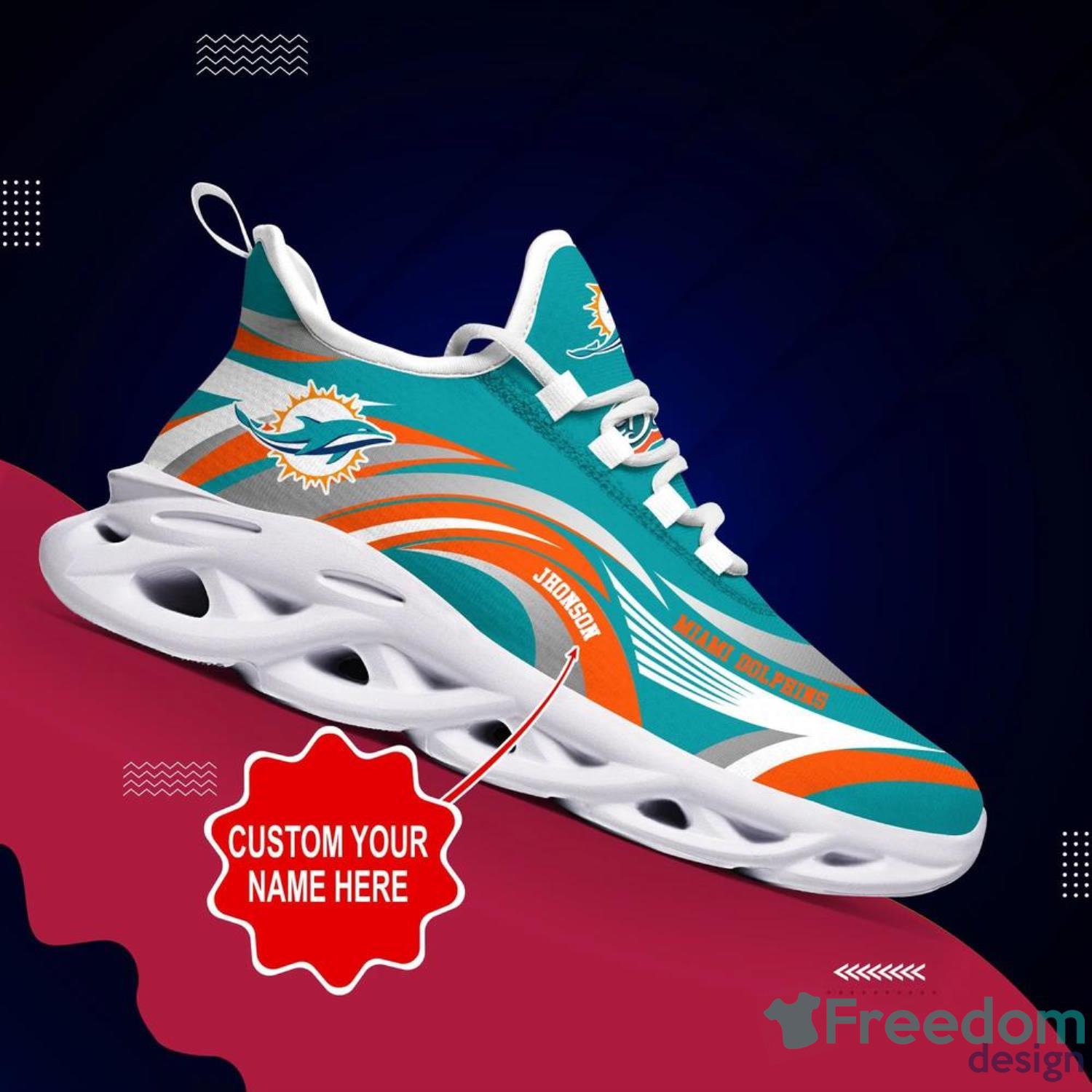 Custom Name NFL Teams Miami Dolphins Max Soul Shoes Special Gift -  YesItCustom