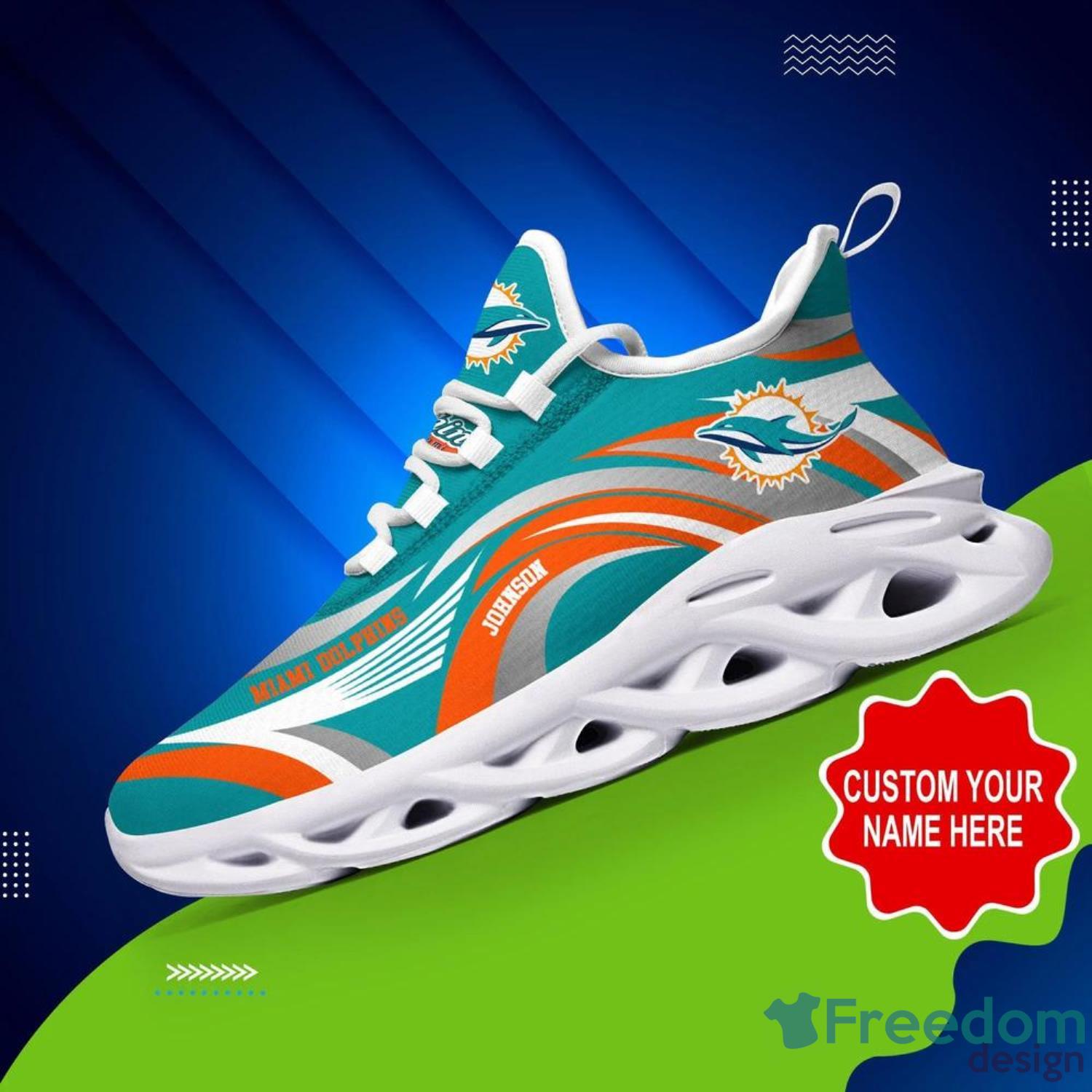 Custom Name NFL Teams Miami Dolphins Max Soul Shoes Special Gift -  YesItCustom