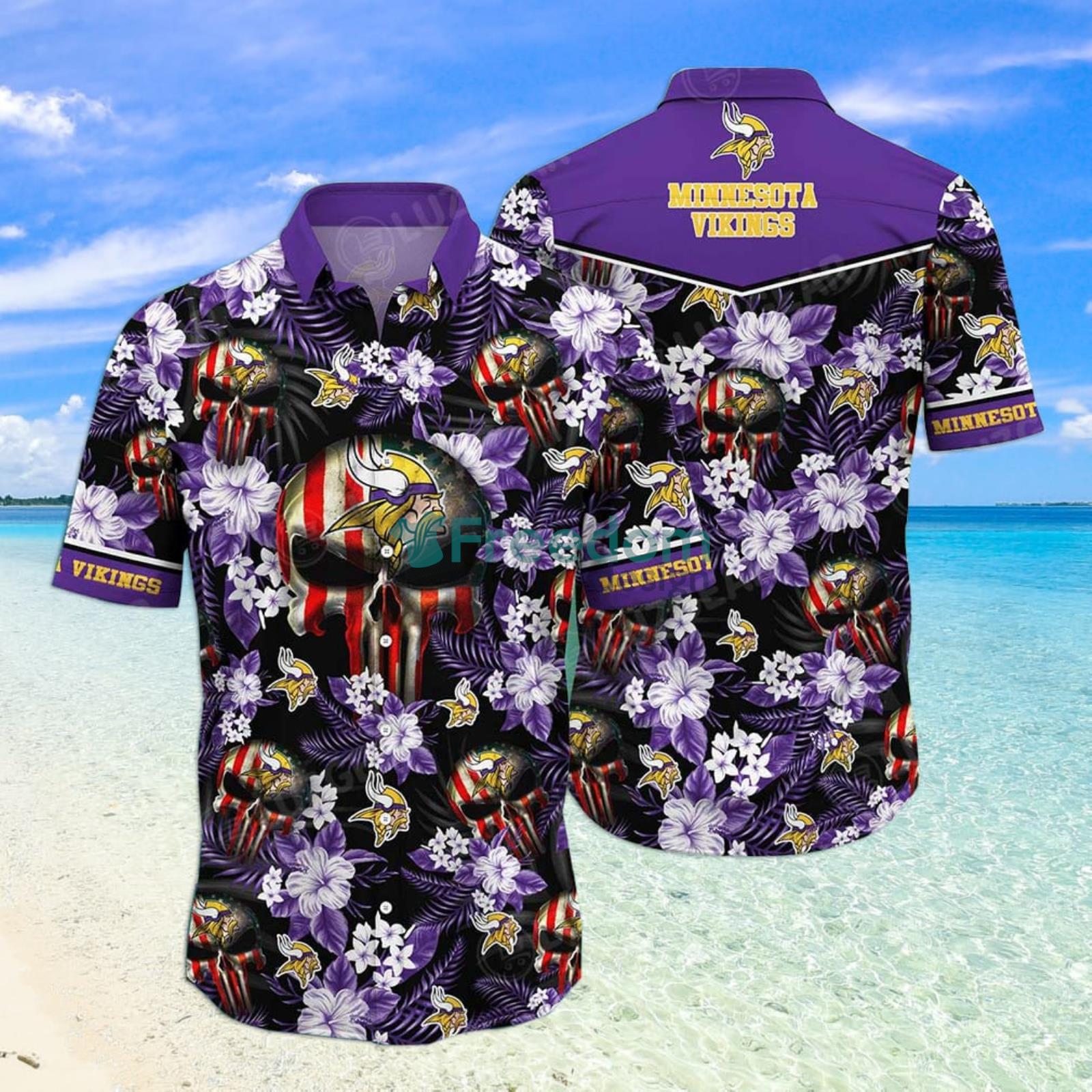 Minnesota Vikings NFL Mens Floral Hawaiian Shirt - Freedomdesign