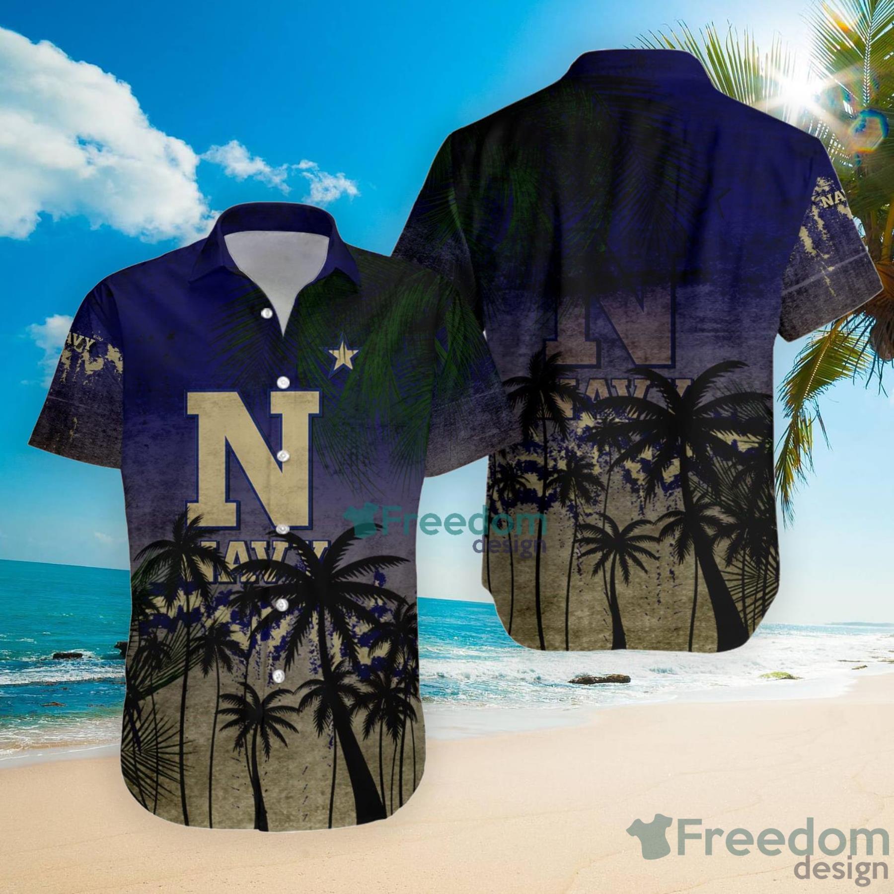 Navy Midshipmen Coconut Tree Tropical Coconut Hawaiian Shirt Product Photo 4 Navy Midshipmen Coconut Tree Tropical Coconut Hawaiian Shirt Product Photo 4