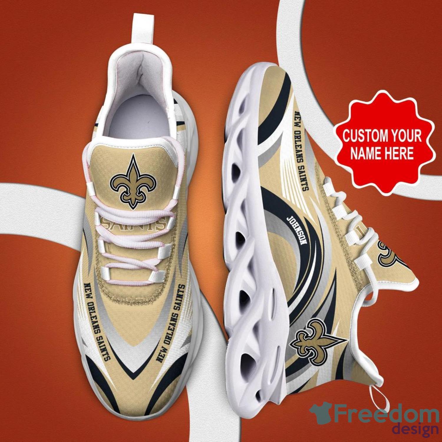 New Orleans Saints 3D Max Soul Sneakers Running Shoes Custom Name