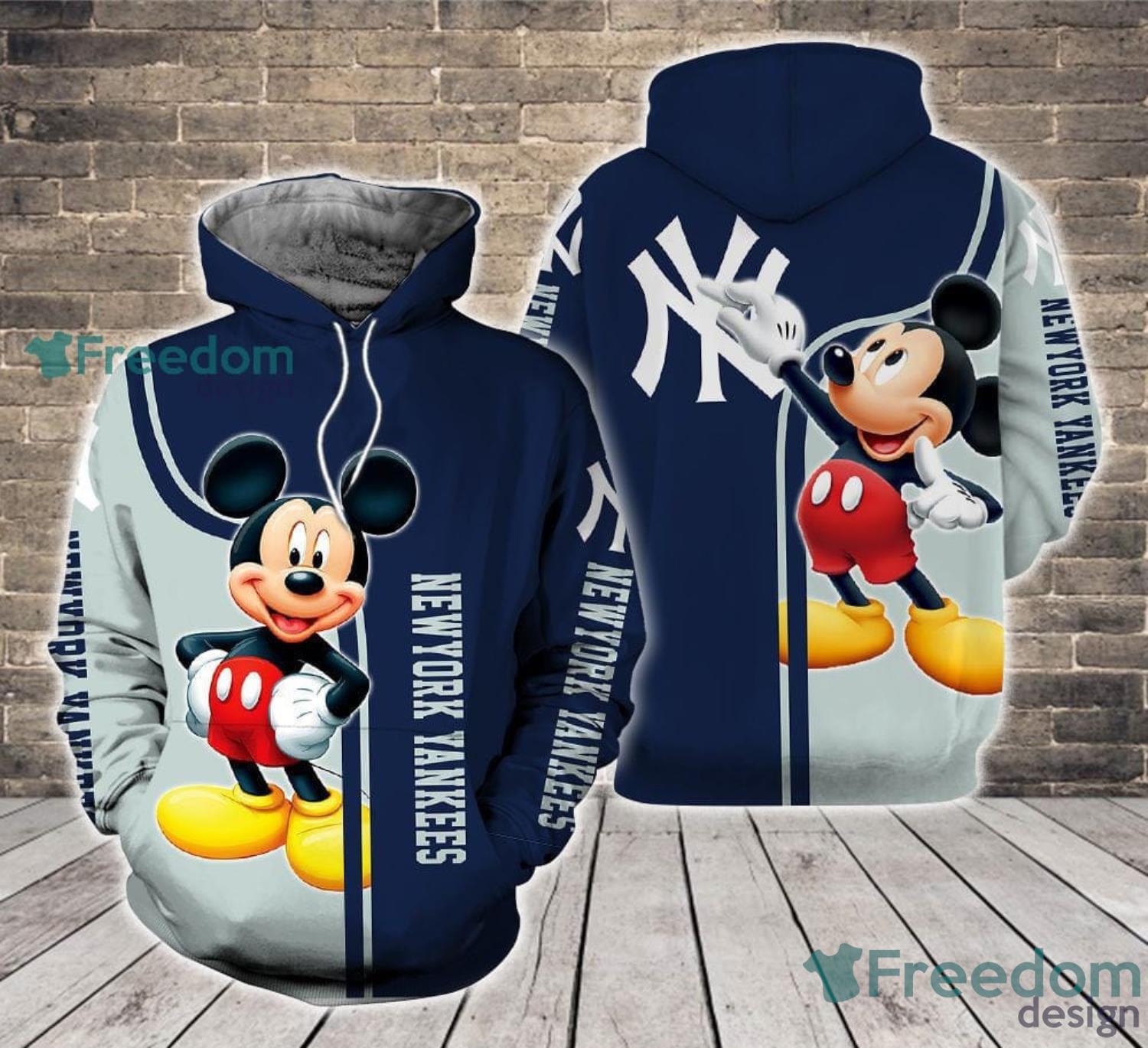 New York Yankees Mickey Mouse New All Over Print 3D Hoodie Zipper