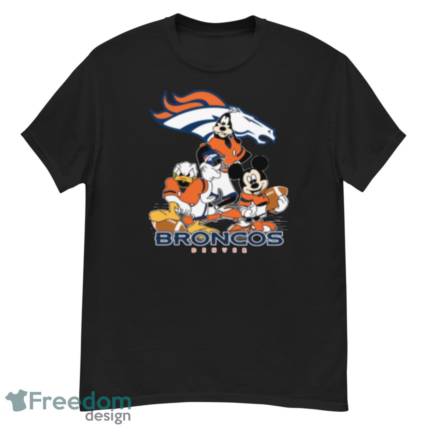 NFL Denver Broncos Mickey Mouse Donald Duck Goofy Football Shirt T