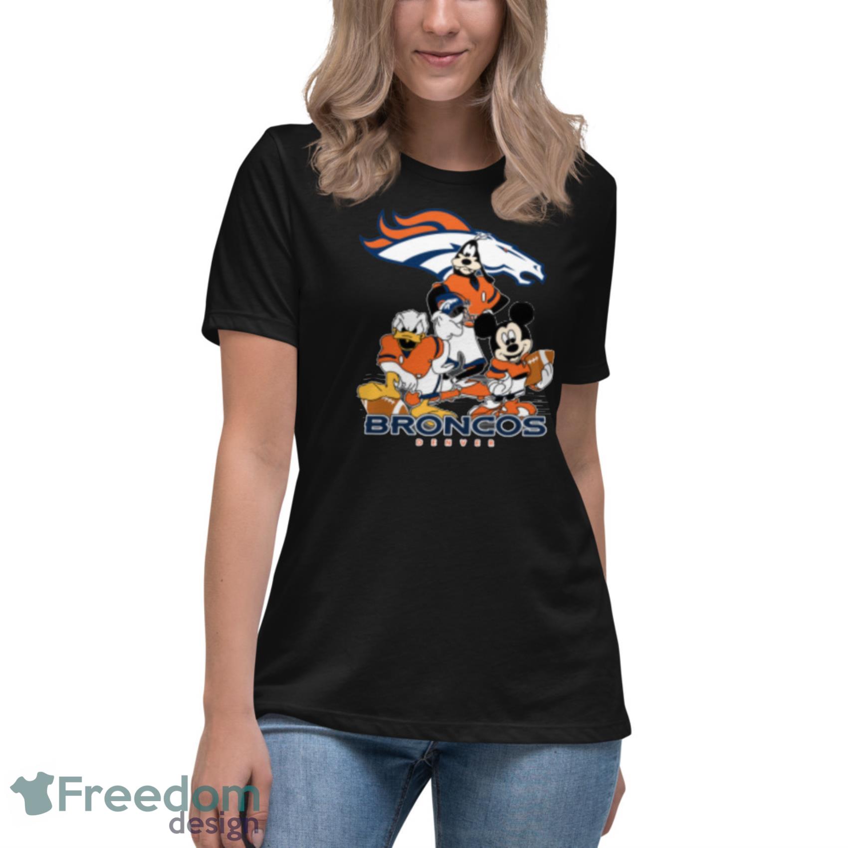 NFL Denver Broncos Mickey Mouse Donald Duck Goofy Football T Shirt