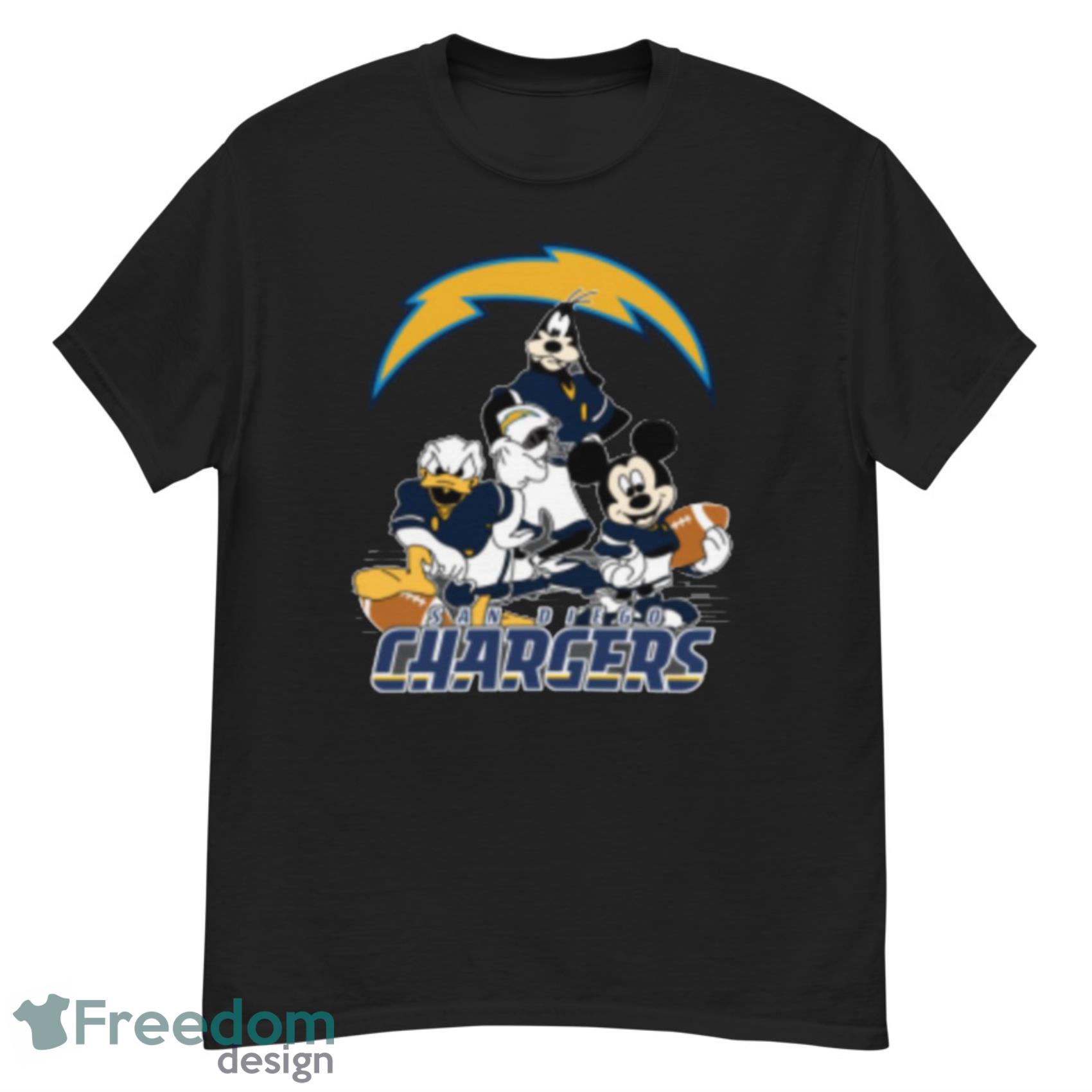 NFL San Diego Chargers Mickey Mouse Donald Duck Goofy Football Shirt T-Shirt Product Photo 2 NFL San Diego Chargers Mickey Mouse Donald Duck Goofy Football Shirt T-Shirt Product Photo 2