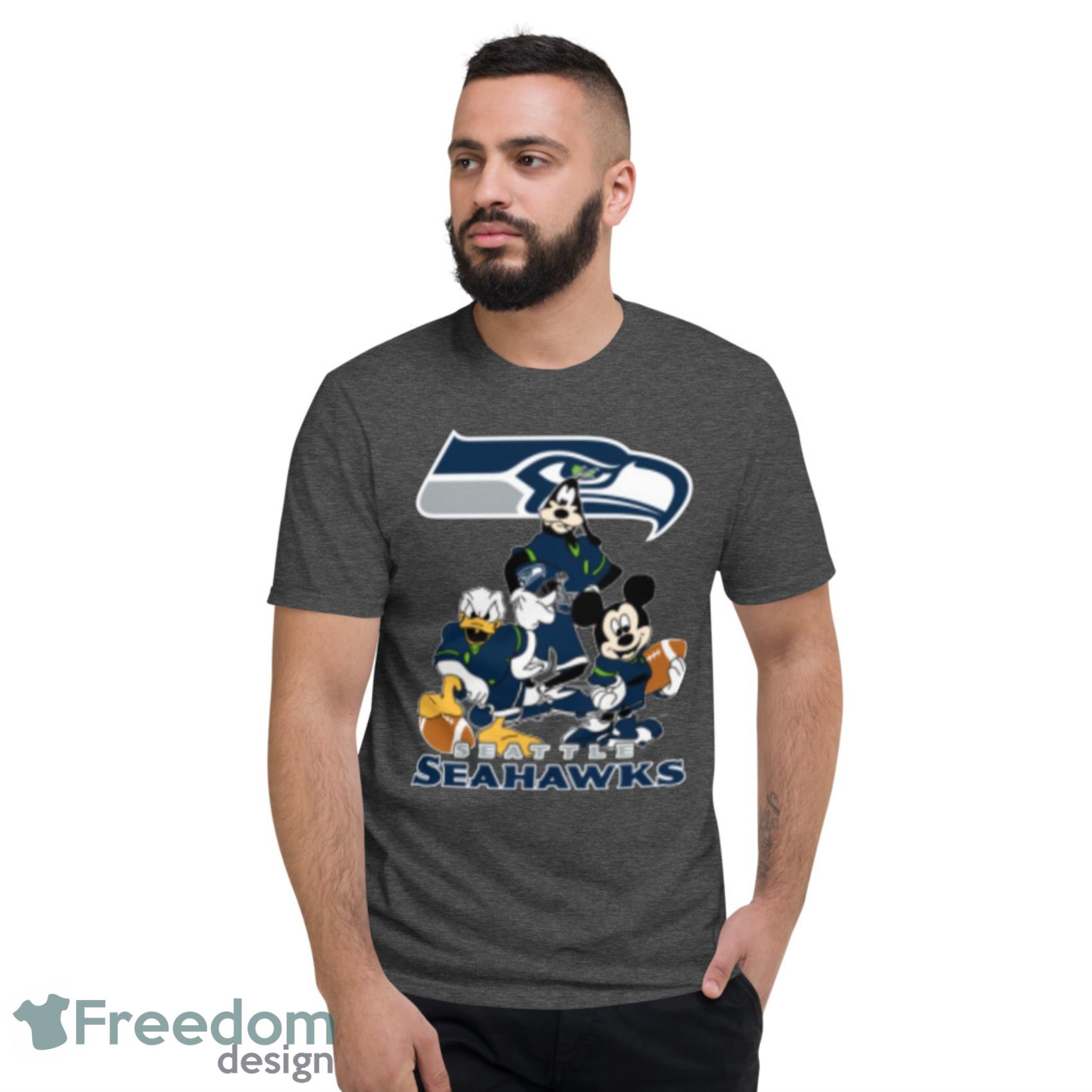 NFL Seattle Seahawks Mickey Mouse Donald Duck Goofy Football Shirt T Shirt image NFL Seattle Seahawks Mickey Mouse Donald Duck Goofy Football Shirt T-Shirt Product Photo 3