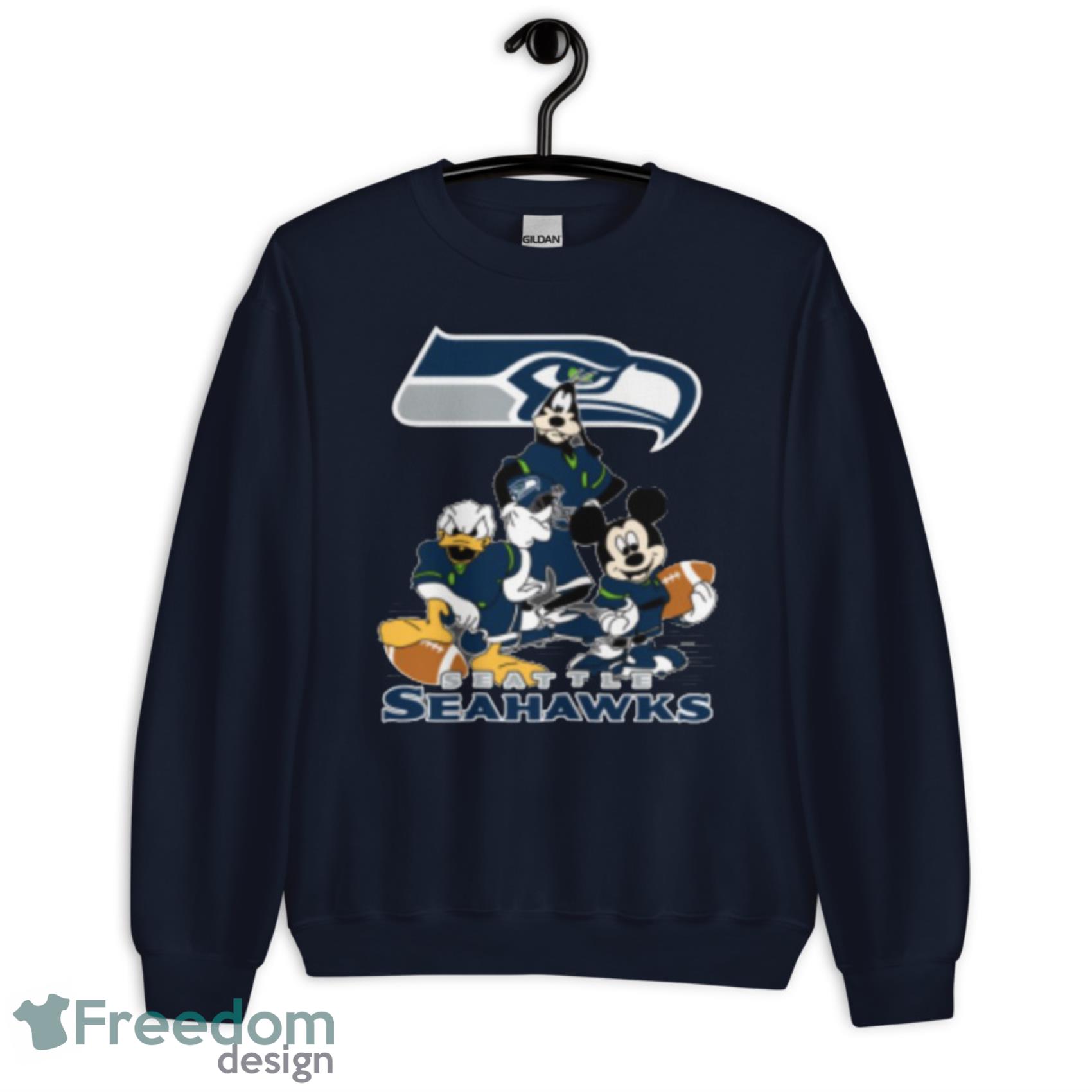 NFL Seattle Seahawks Mickey Mouse Donald Duck Goofy Football Shirt T-Shirt Product Photo 5 NFL Seattle Seahawks Mickey Mouse Donald Duck Goofy Football Shirt T-Shirt Product Photo 5