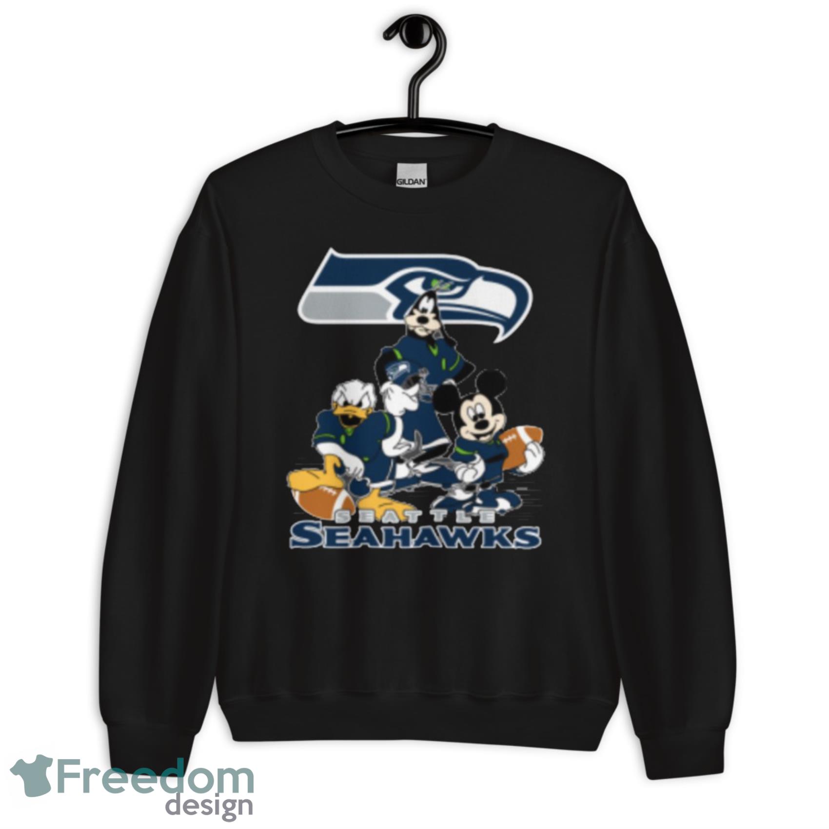 NFL Seattle Seahawks Mickey Mouse Donald Duck Goofy Football Shirt T-Shirt Product Photo 6 NFL Seattle Seahawks Mickey Mouse Donald Duck Goofy Football Shirt T-Shirt Product Photo 6