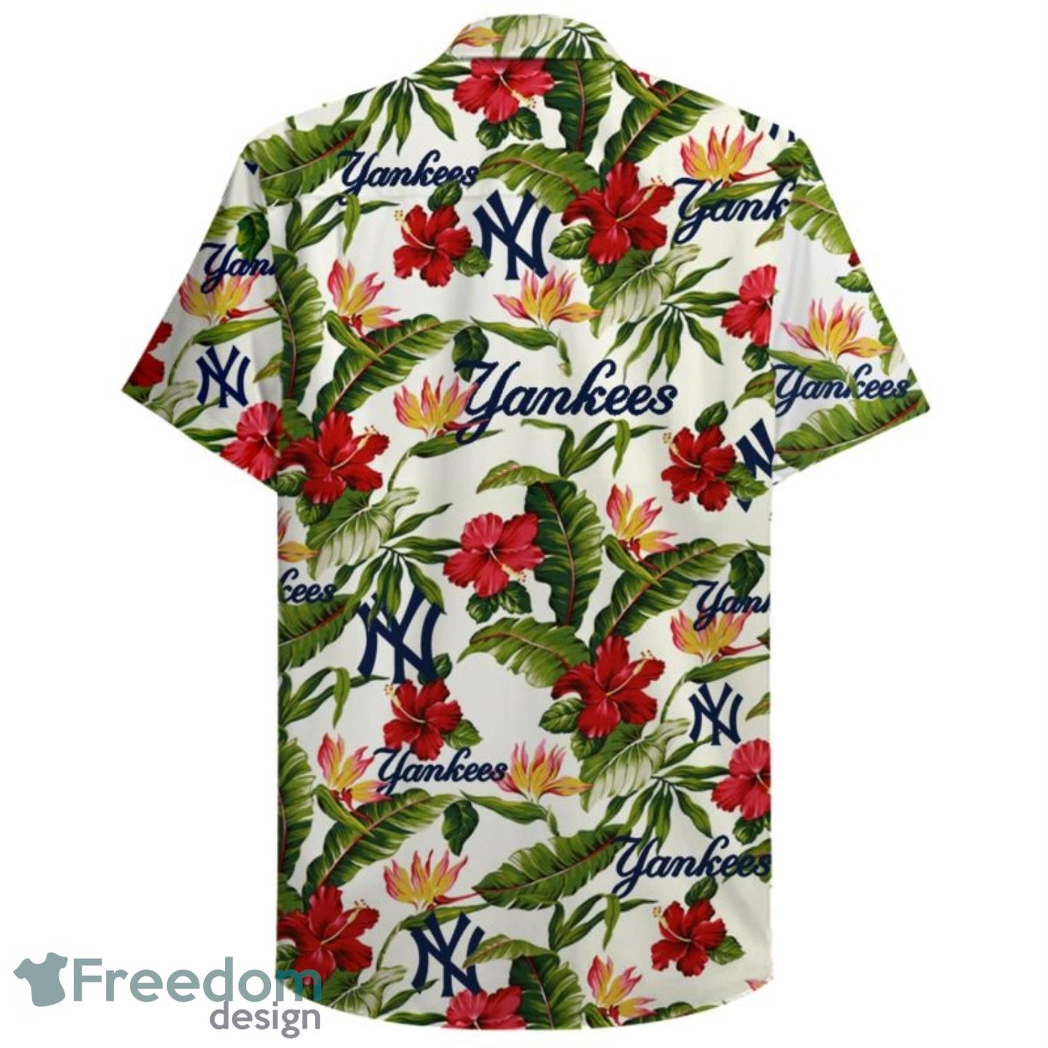 Ny Yankees Tropical Flowers Pattern Hawaiian Shirt And Short - Freedomdesign