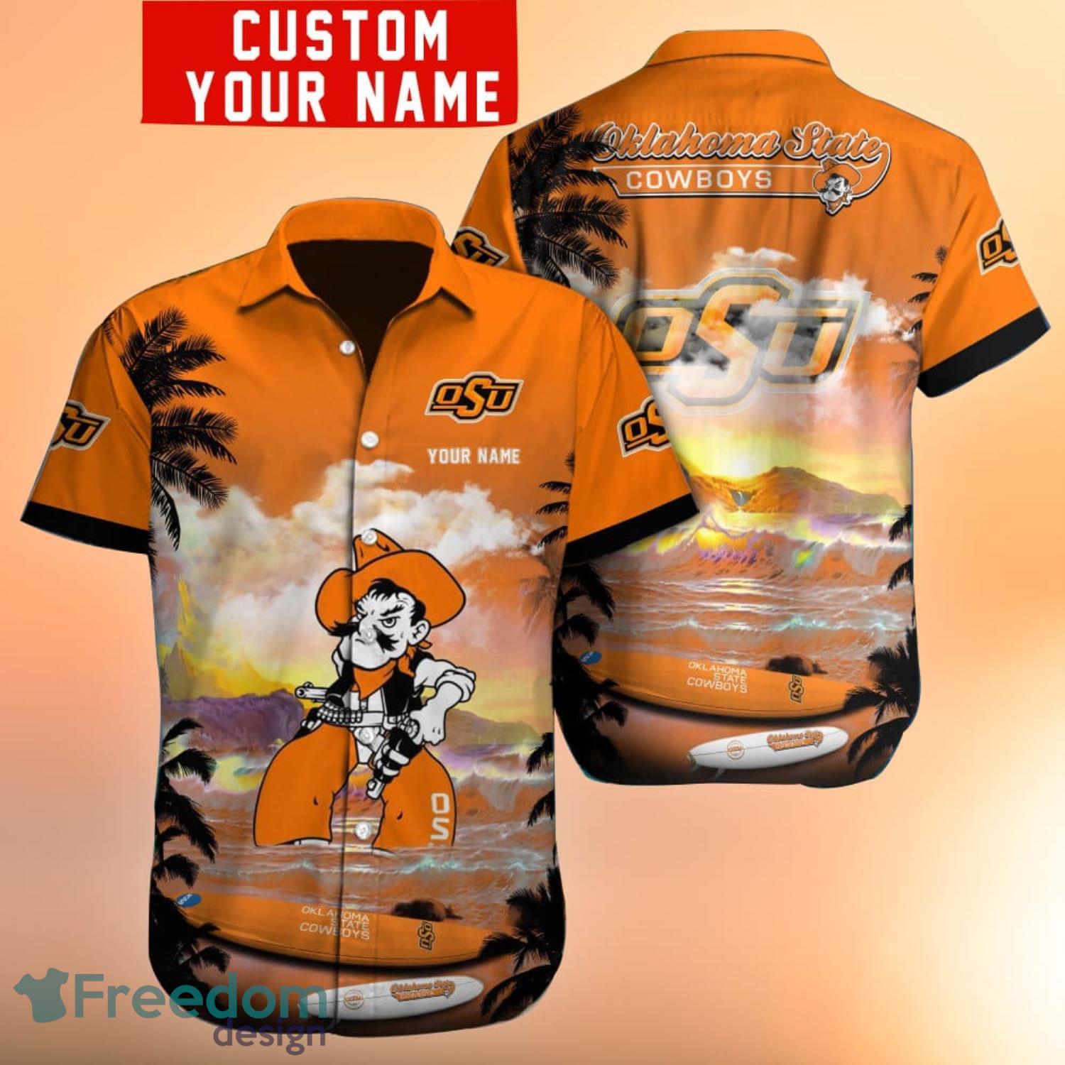 Oklahoma State Cowboys Custom Name NCAA Sunset Hawaiian Shirt For Fans -  Freedomdesign