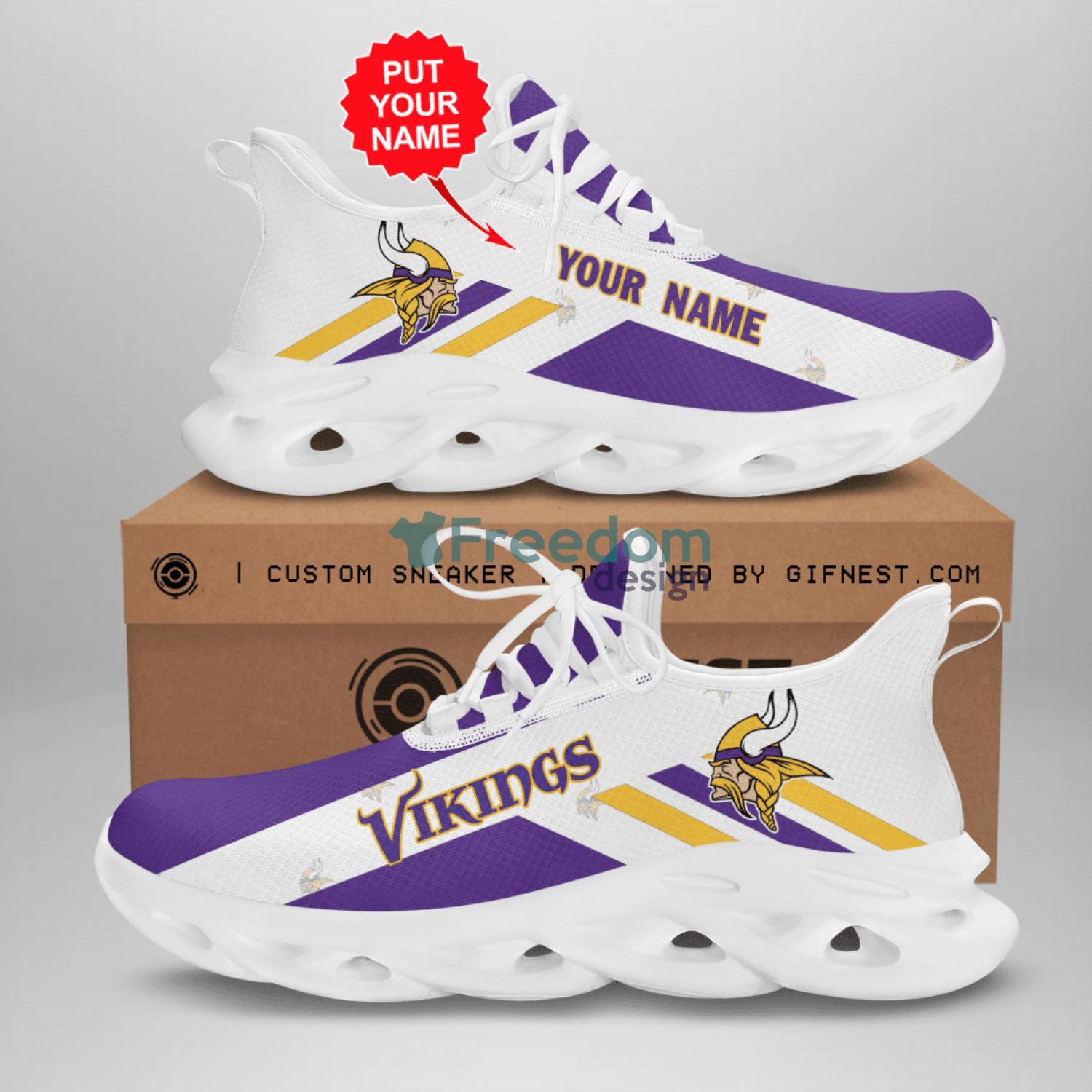 Minnesota Vikings Cool Max Soul Snesker Running Shoes Personalized Name -  Freedomdesign