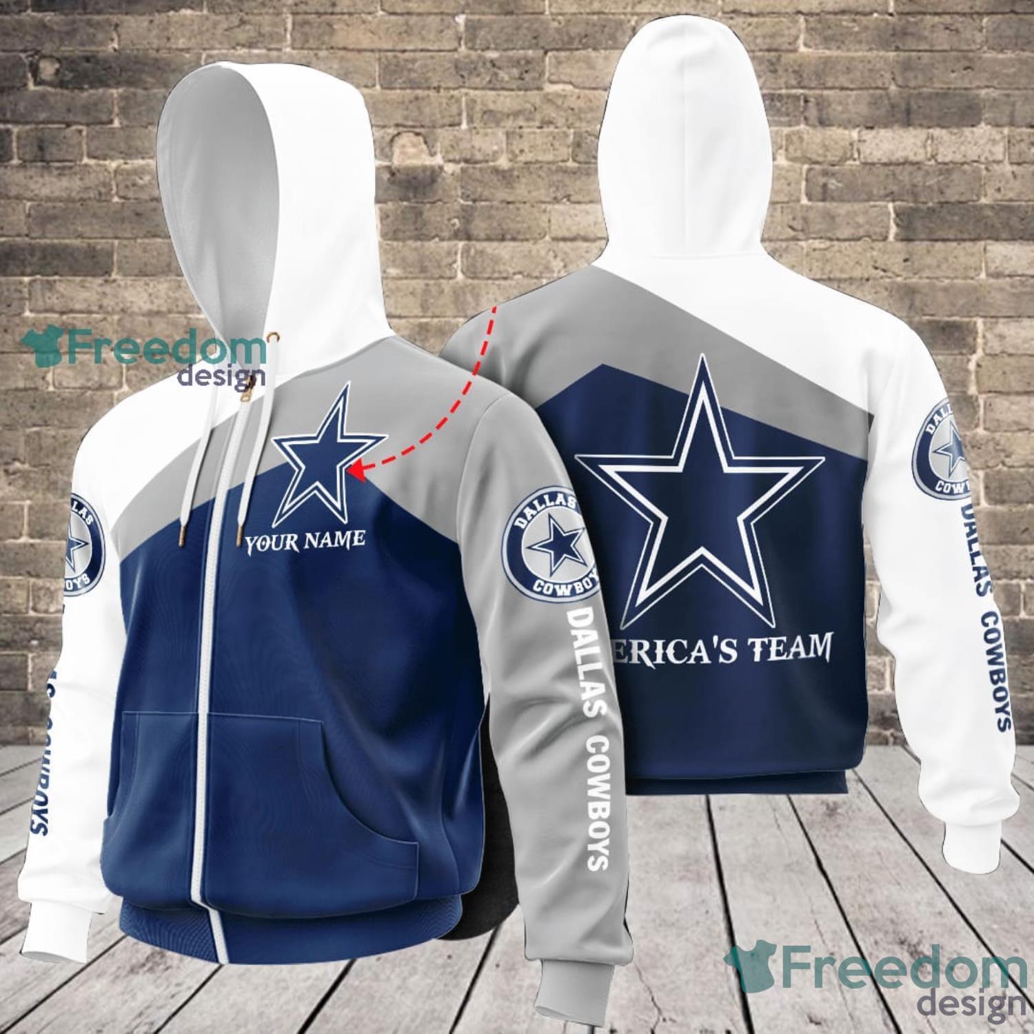 Dallas Cowboys Zip Hoodie 3D Hooded Cowboys America's Team