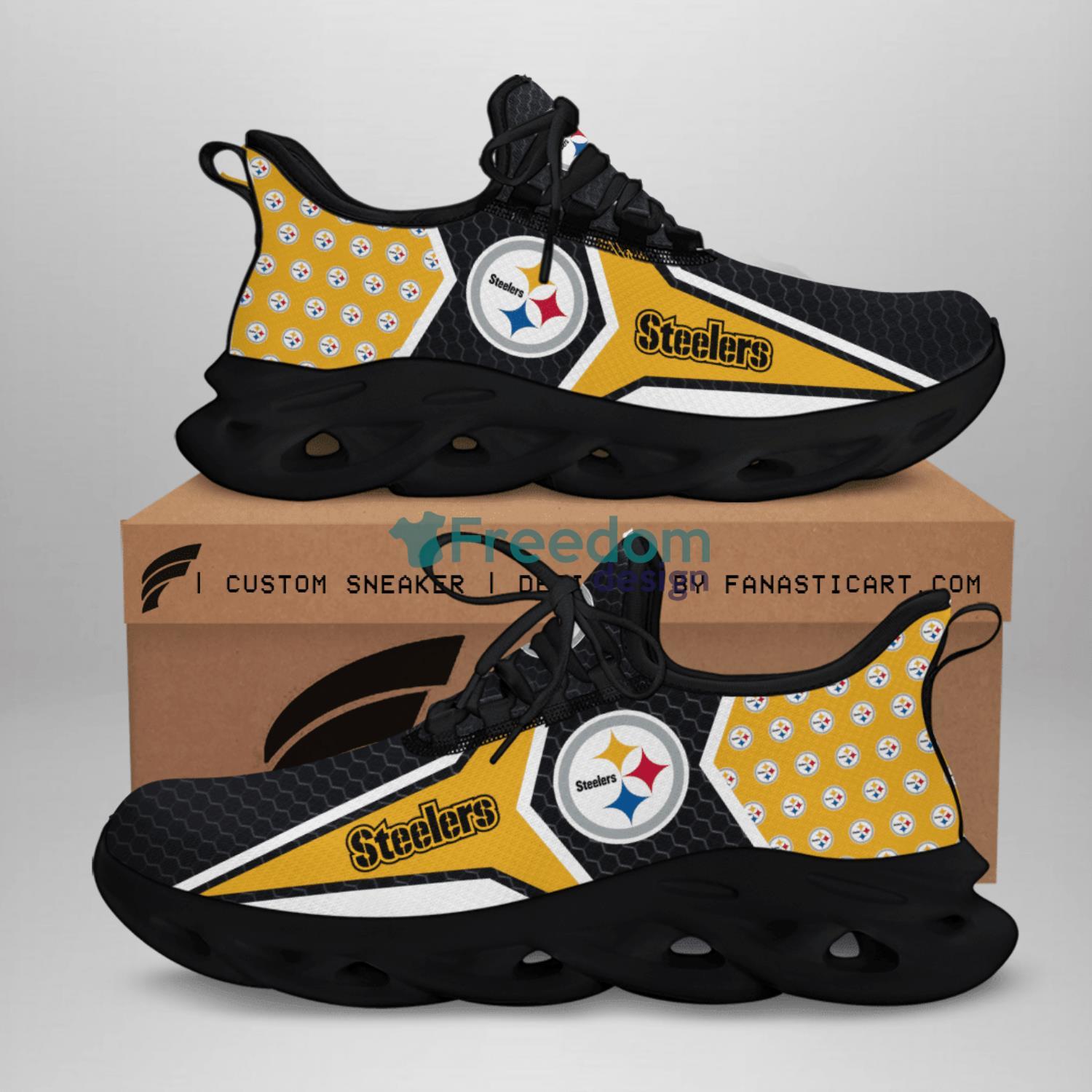 Pittsburgh Steelers Custom Here We Go Yellow Reze Shoes Gift For