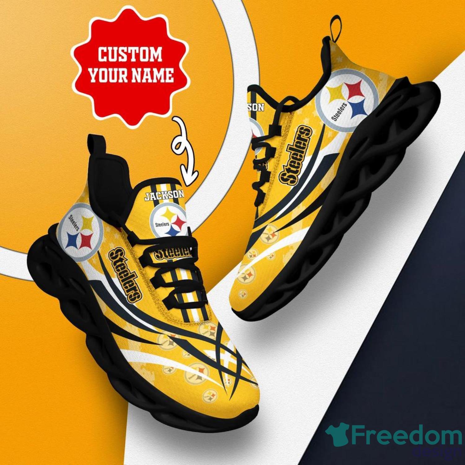 Pittsburgh Steelers Custom Name Sneakers Max Soul Shoes Sport Shoes For Men  And Women - Freedomdesign