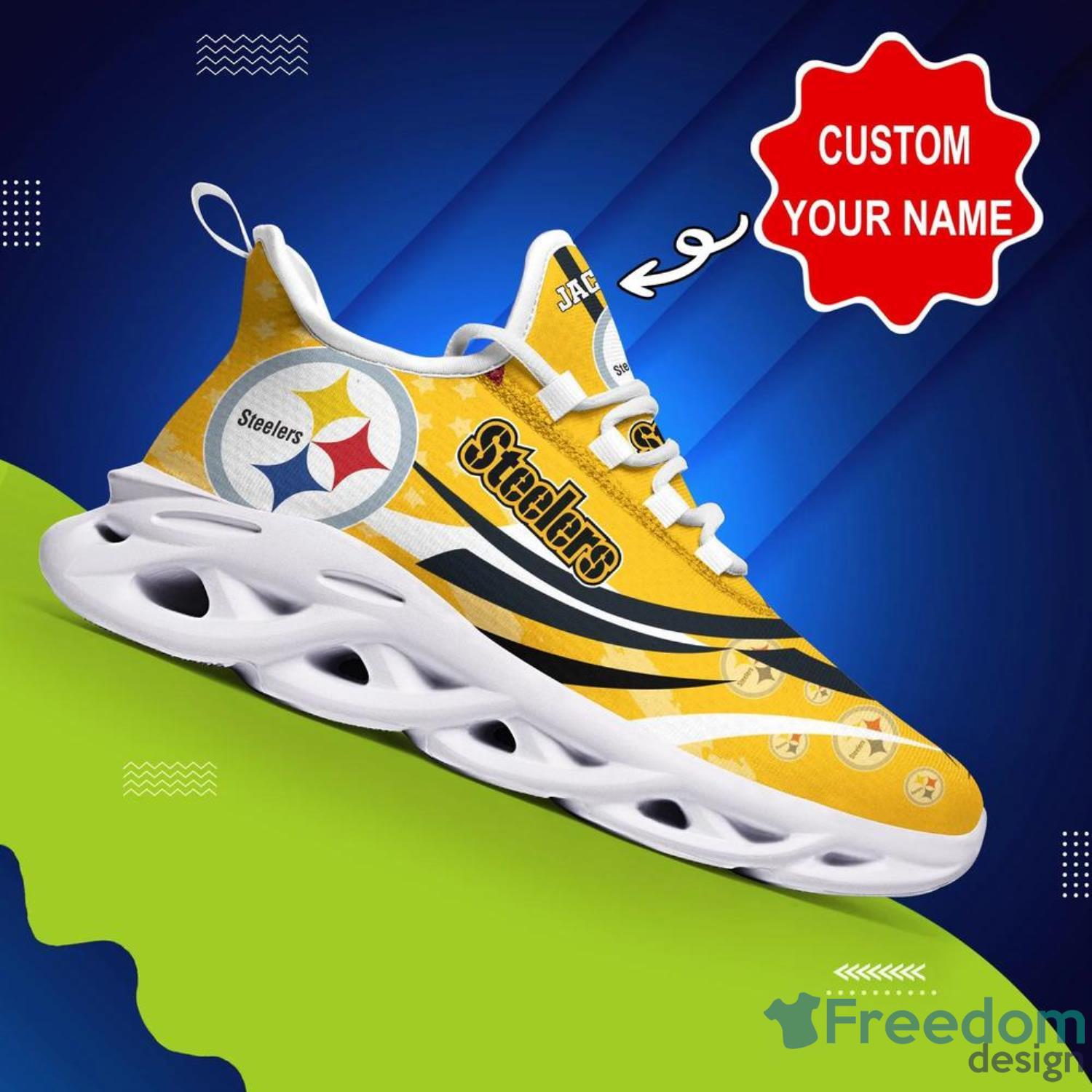 Pittsburgh Steelers Custom Name Sneakers Max Soul Shoes Sport Shoes For Men  And Women - Freedomdesign