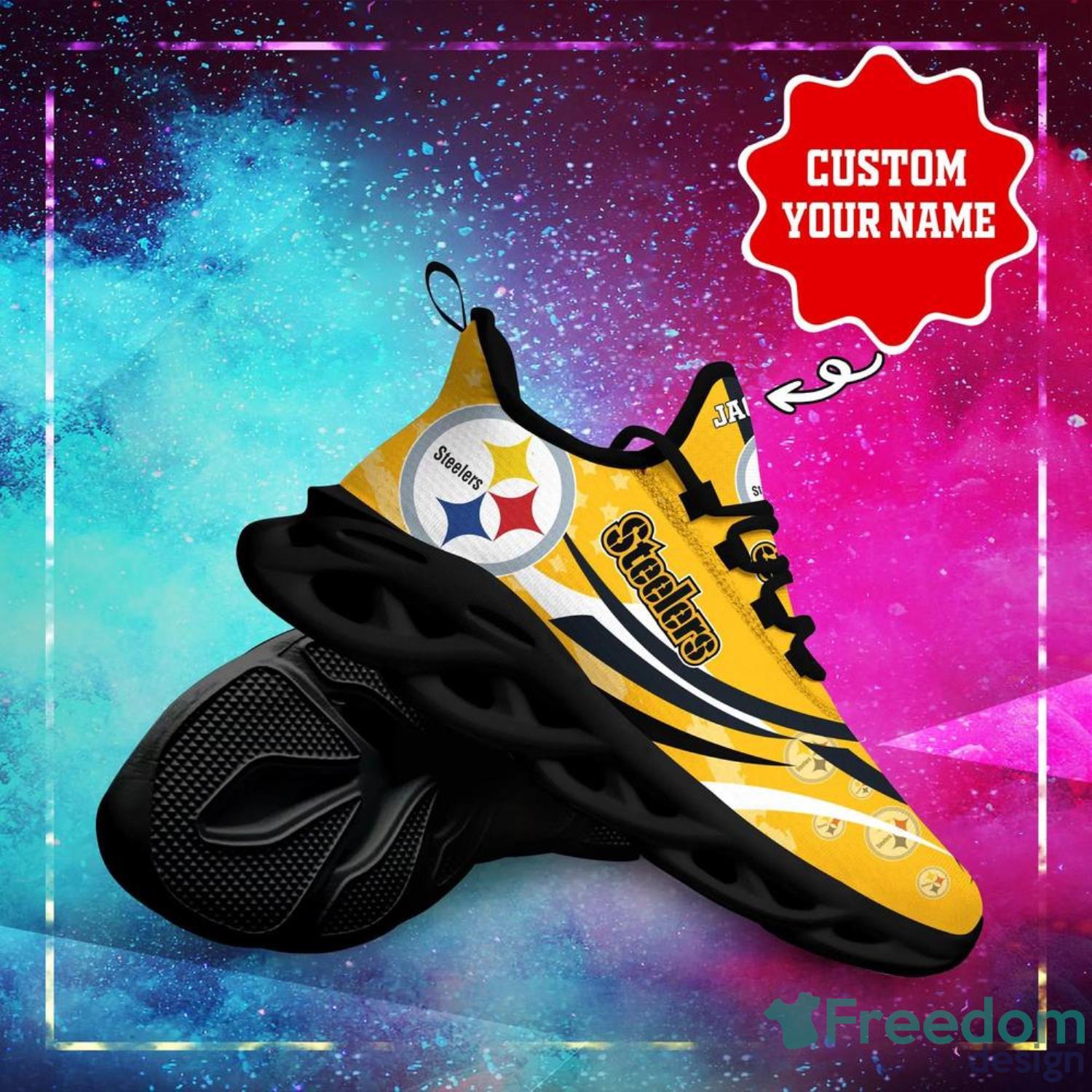 Pittsburgh Steelers Personalized Name NFL Max Soul Shoes Men And