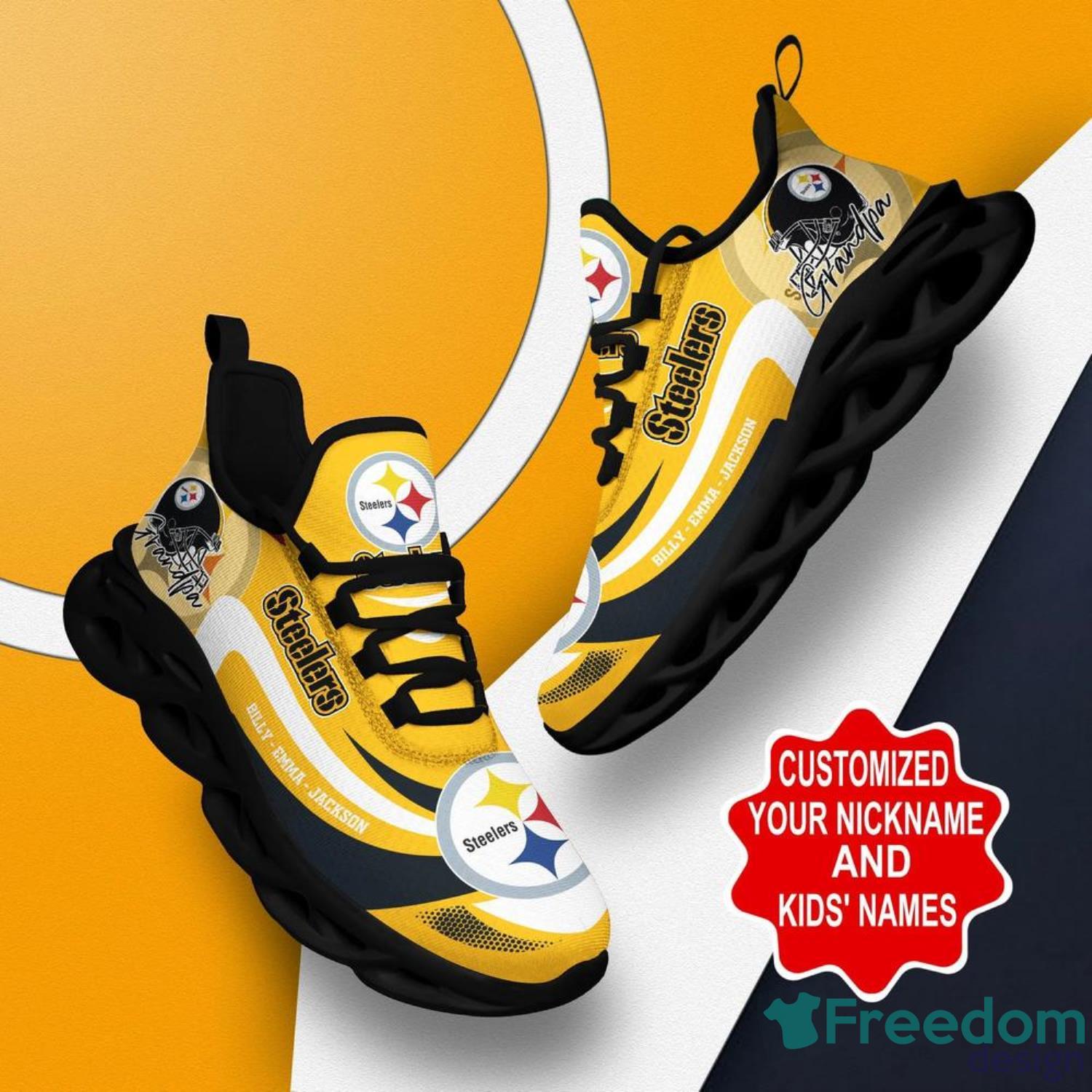 Pittsburgh Steelers NFL Max Soul Shoes Custom Name Sneakers For