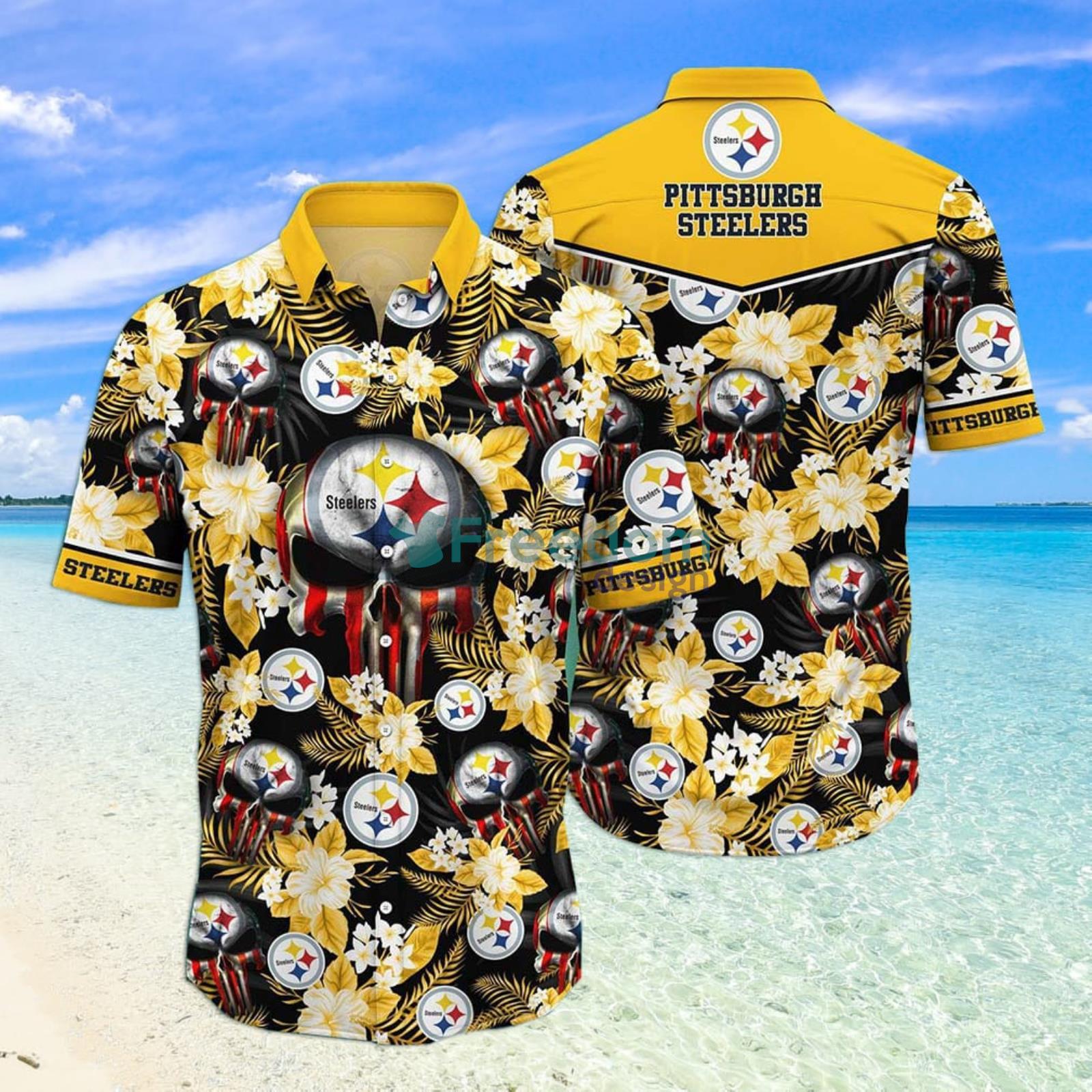 Pittsburgh Steelers NFL Mens Floral Hawaiian Shirt - Freedomdesign