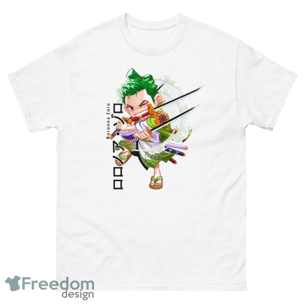 Roronoa Zoro Three Sword Style Custom Anime One Piece Chibi T-Shirt Product Photo 2