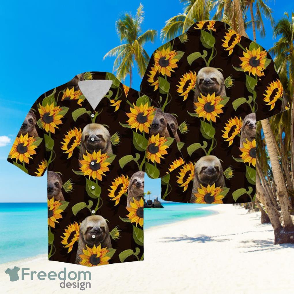 Sloth Sunflower Hawaiian Summer Beach Shirt Full Over Print Product Photo 1