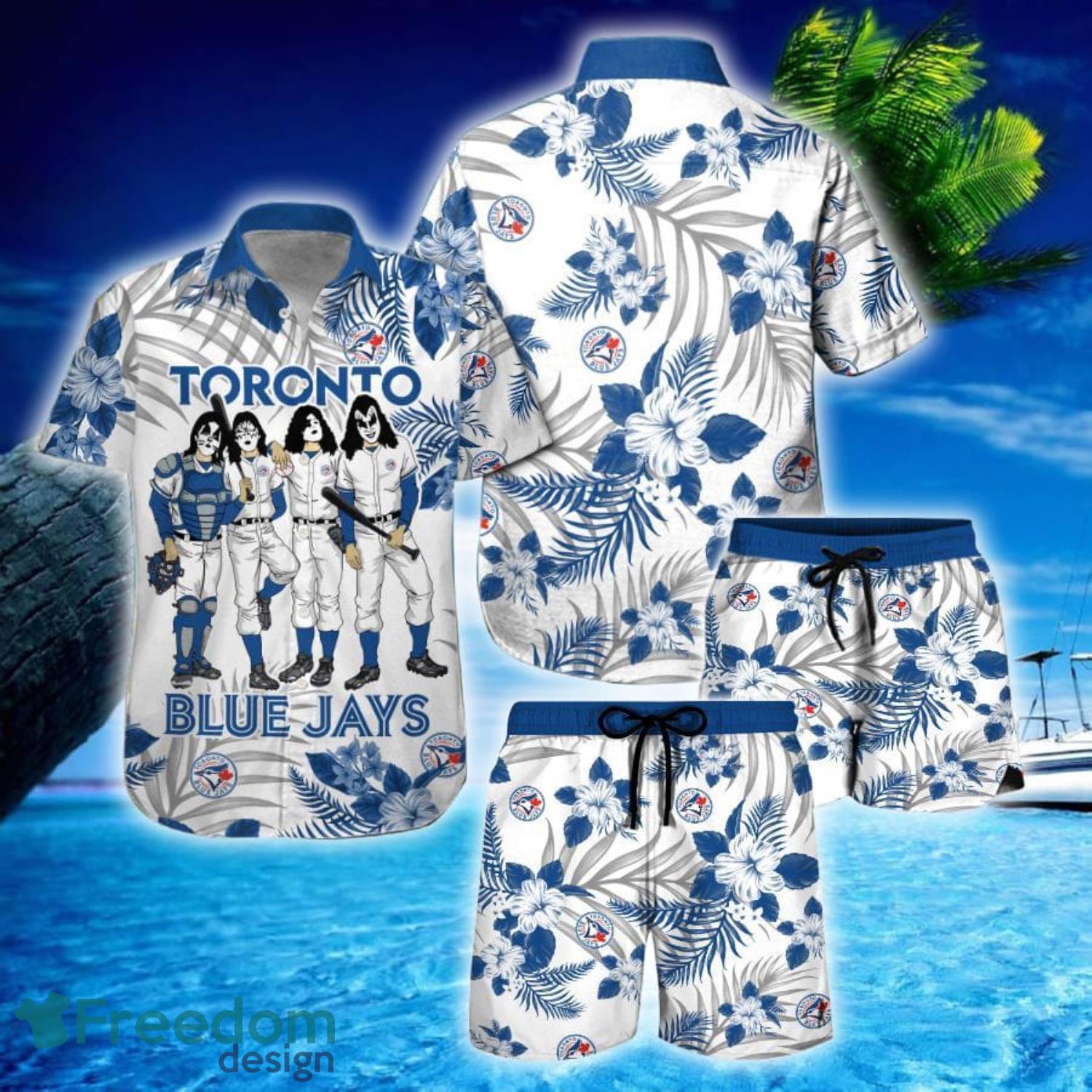 Toronto Blue Jays And Kiss Short Sleeve Hawaiian Shirt And Short